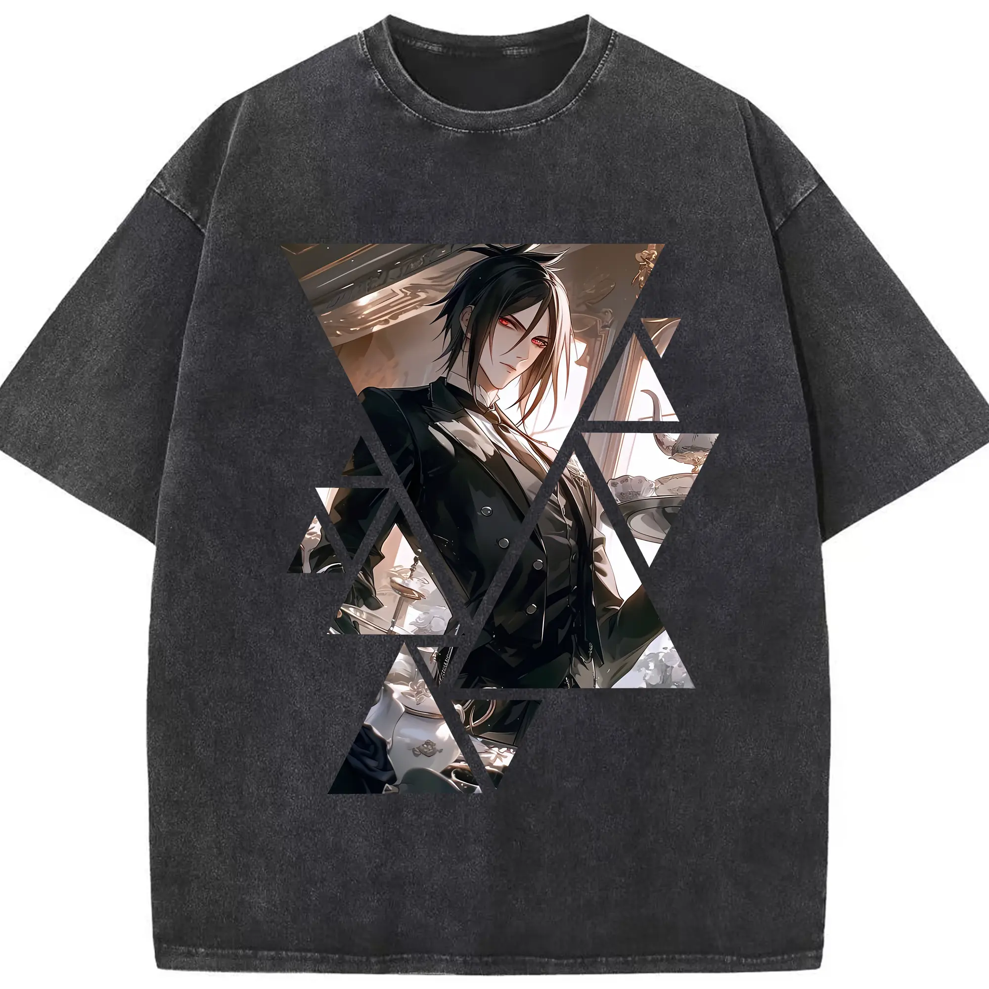 黒執事 グッズ,セバスチャン・ミカエリス - 綿100％ ヴィンテージ風 半袖Tシャツ ・ フロントプリント ・ 柔らか肌触り ・ 通気性 快適 ・ スポーツ カジュアル 外出用