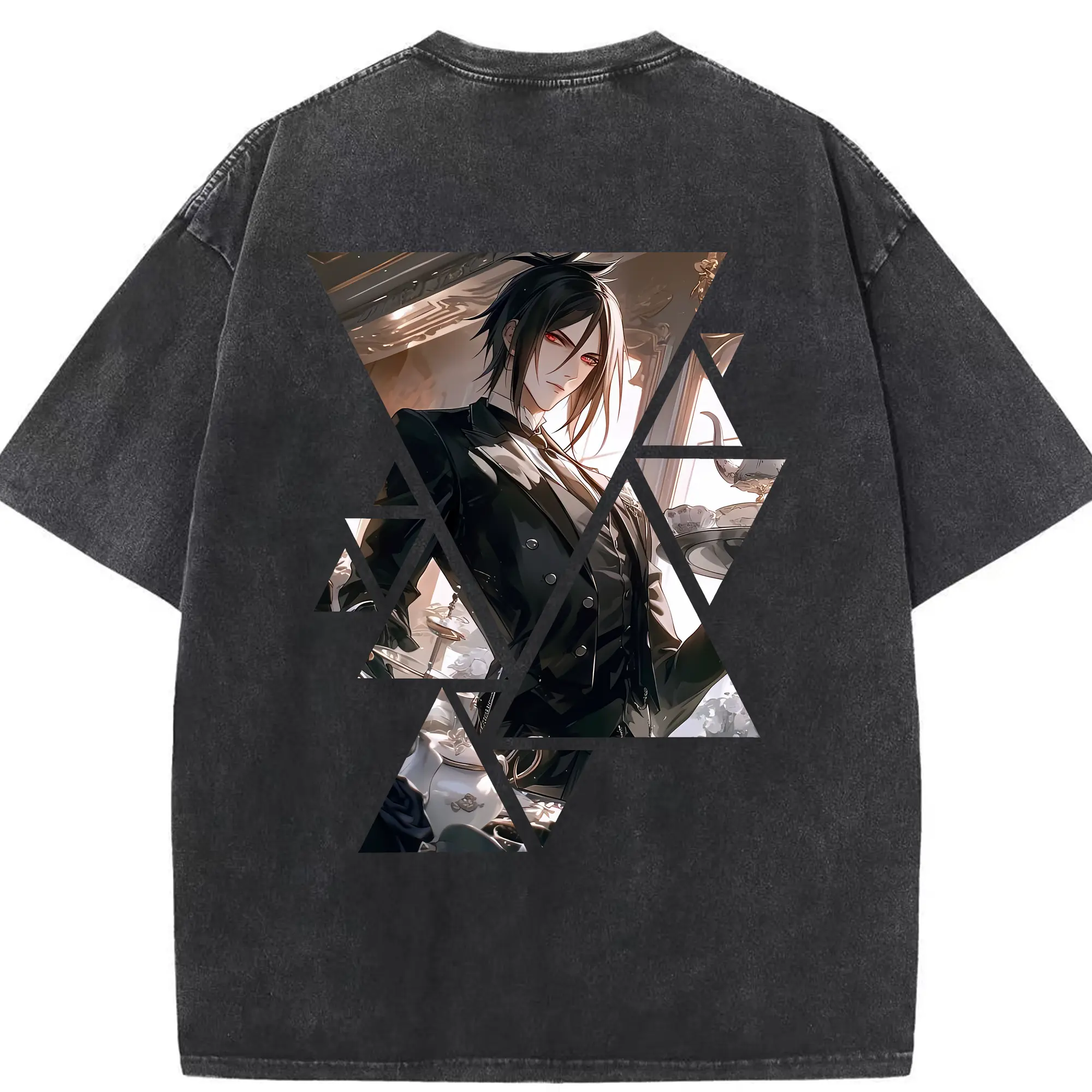 黒執事 グッズ,セバスチャン・ミカエリス - 綿100％ ヴィンテージ風 半袖Tシャツ ・ 背面プリント ・ 柔らか肌触り ・ 通気性 快適 ・ スポーツ カジュアル 外出用