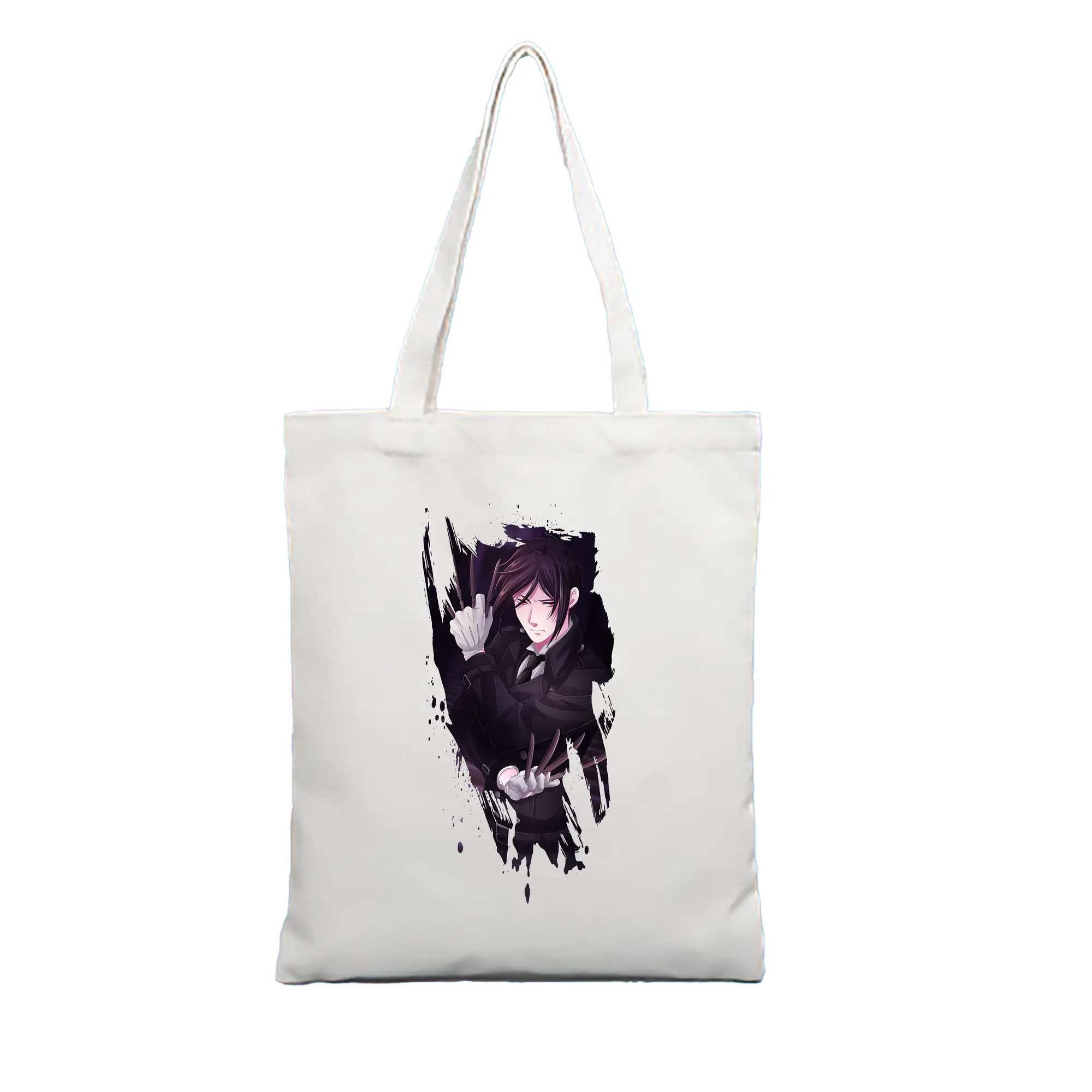 黒執事 グッズ,セバスチャン・ミカエリス - 縦型キャンバス手提げバッグ（トートバッグ） ・ キャンバス素材 ・ ショッピング用 ・ 軽量 丈夫 お手入れ簡単