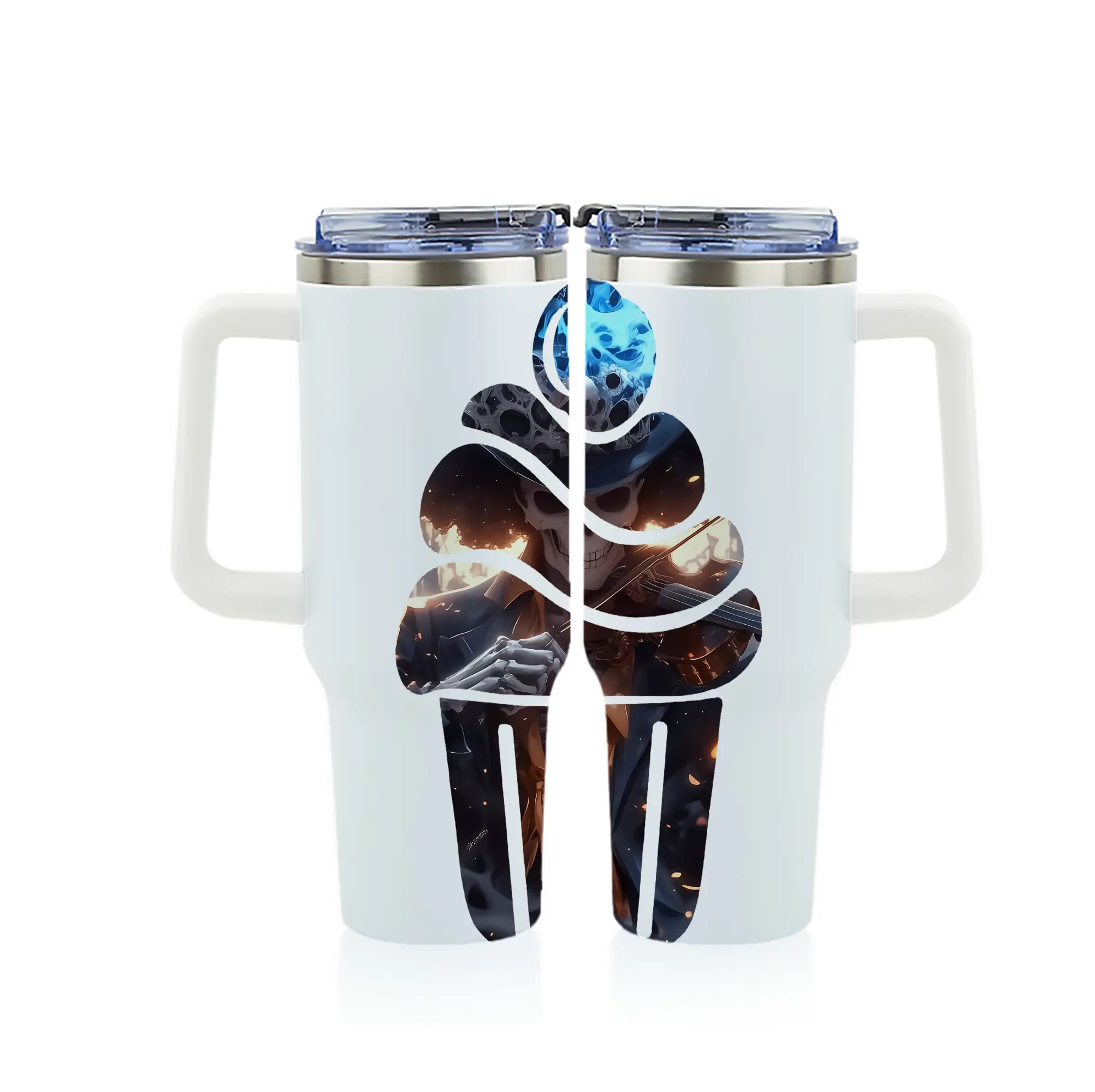 ワンピース グッズ ブルック - 1200mL フルプリント車用タンブラー ・ 304ステンレス 内側 ・ 201ステンレス 外側 ・ 保温 保冷 ・ 通勤 ドライブ アウトドア用