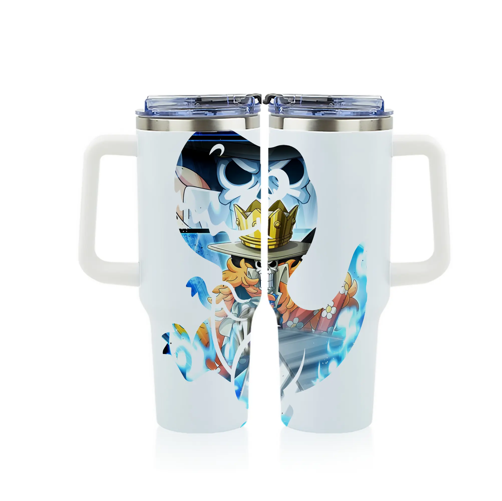 ワンピース グッズ ブルック - 1200mL フルプリント車用タンブラー ・ 304ステンレス 内側 ・ 201ステンレス 外側 ・ 保温 保冷 ・ 通勤 ドライブ アウトドア用