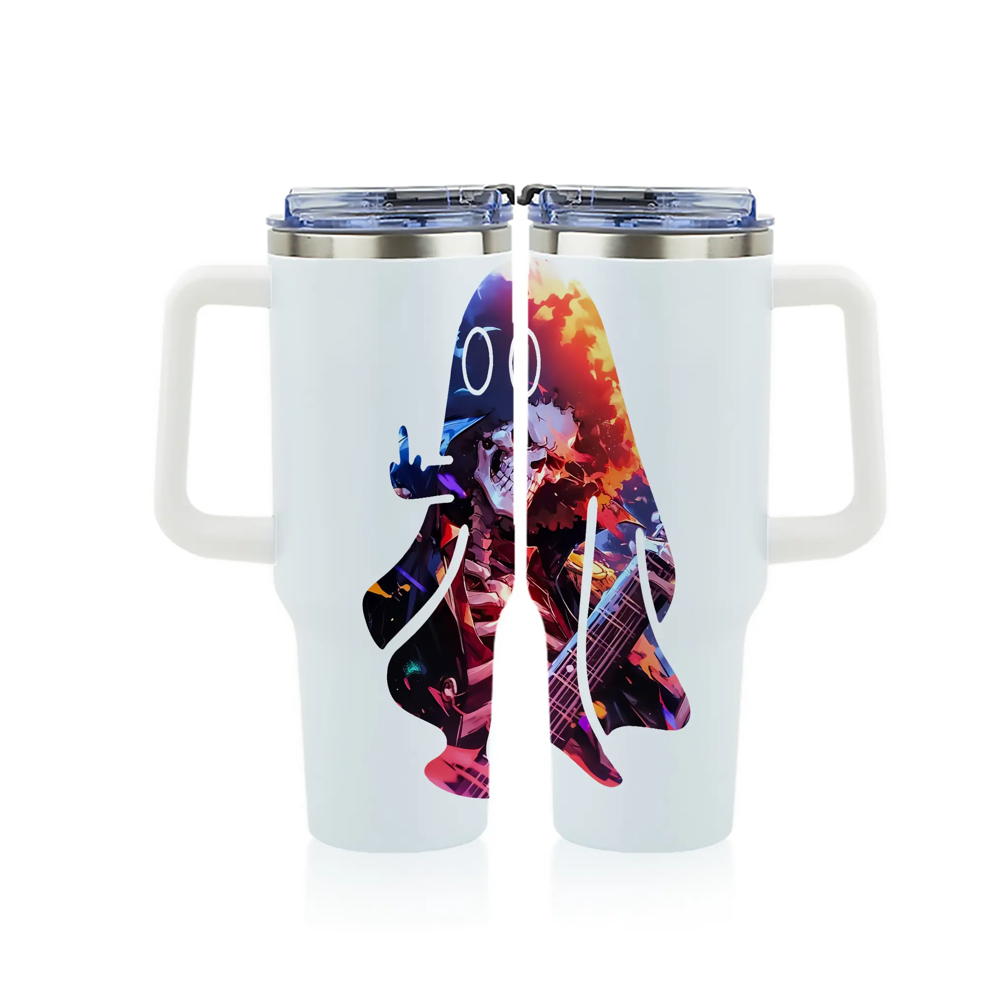 ワンピース グッズ ブルック - 1200mL フルプリント車用タンブラー ・ 304ステンレス 内側 ・ 201ステンレス 外側 ・ 保温 保冷 ・ 通勤 ドライブ アウトドア用