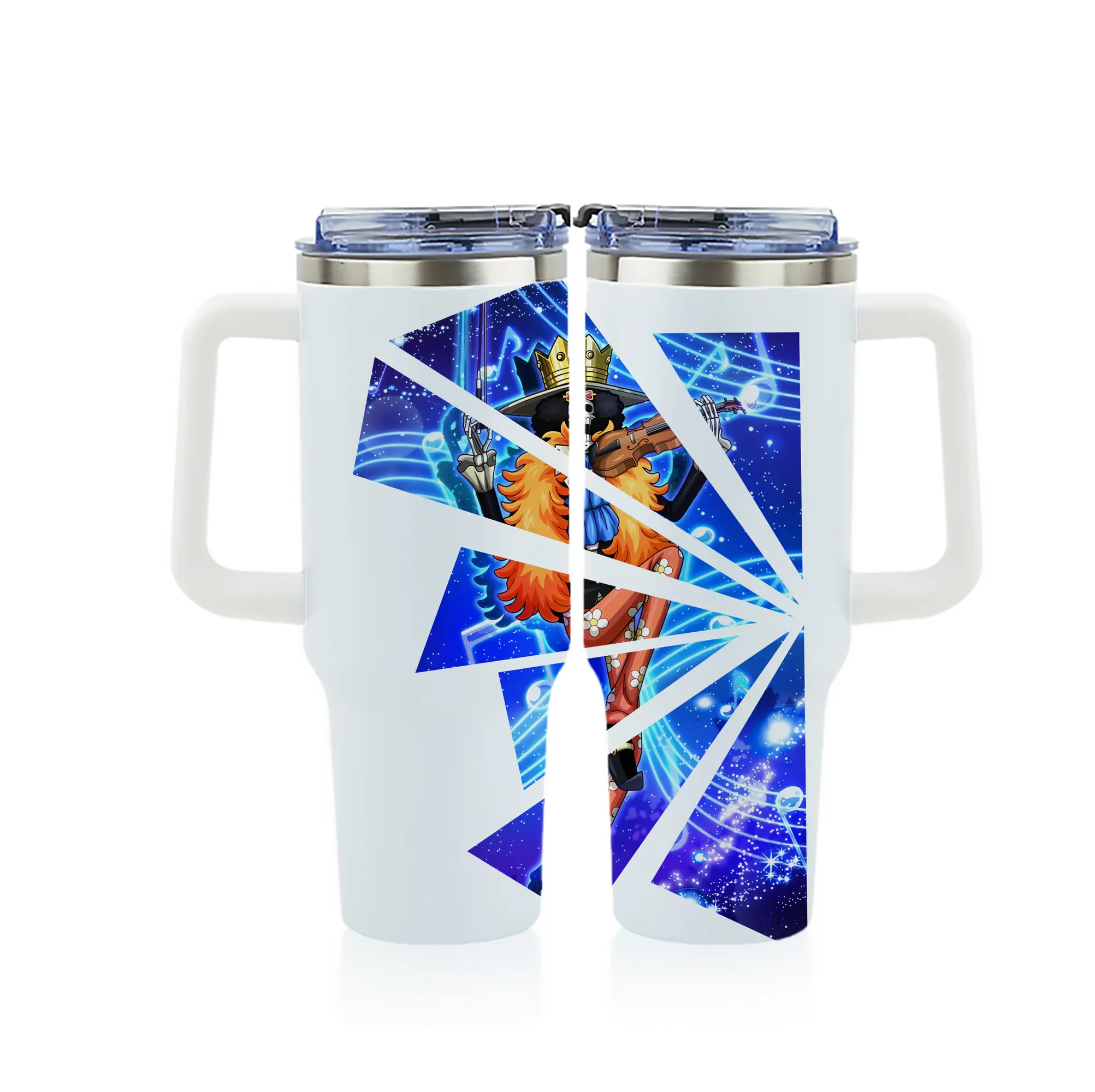 ワンピース グッズ ブルック - 1200mL フルプリント車用タンブラー ・ 304ステンレス 内側 ・ 201ステンレス 外側 ・ 保温 保冷 ・ 通勤 ドライブ アウトドア用