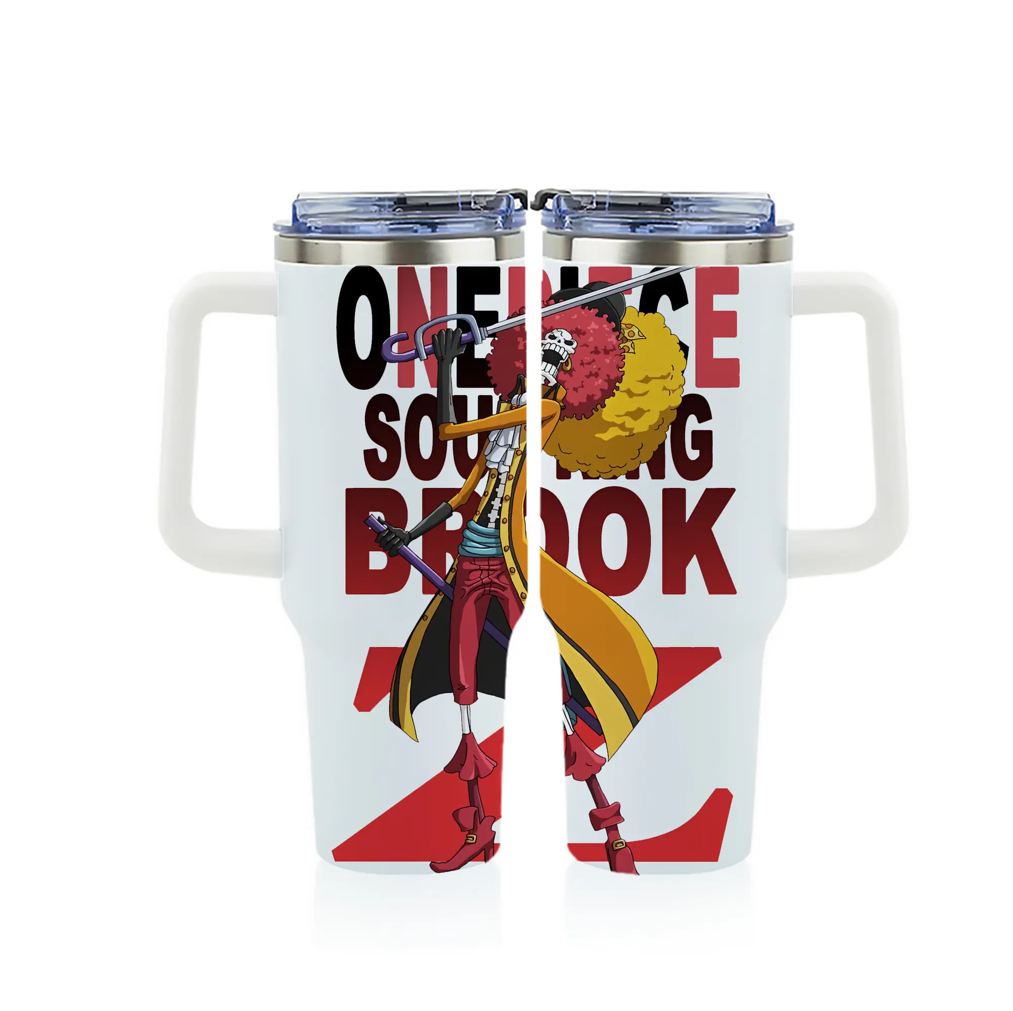 ワンピース グッズ ブルック - 1200mL フルプリント車用タンブラー ・ 304ステンレス 内側 ・ 201ステンレス 外側 ・ 保温 保冷 ・ 通勤 ドライブ アウトドア用