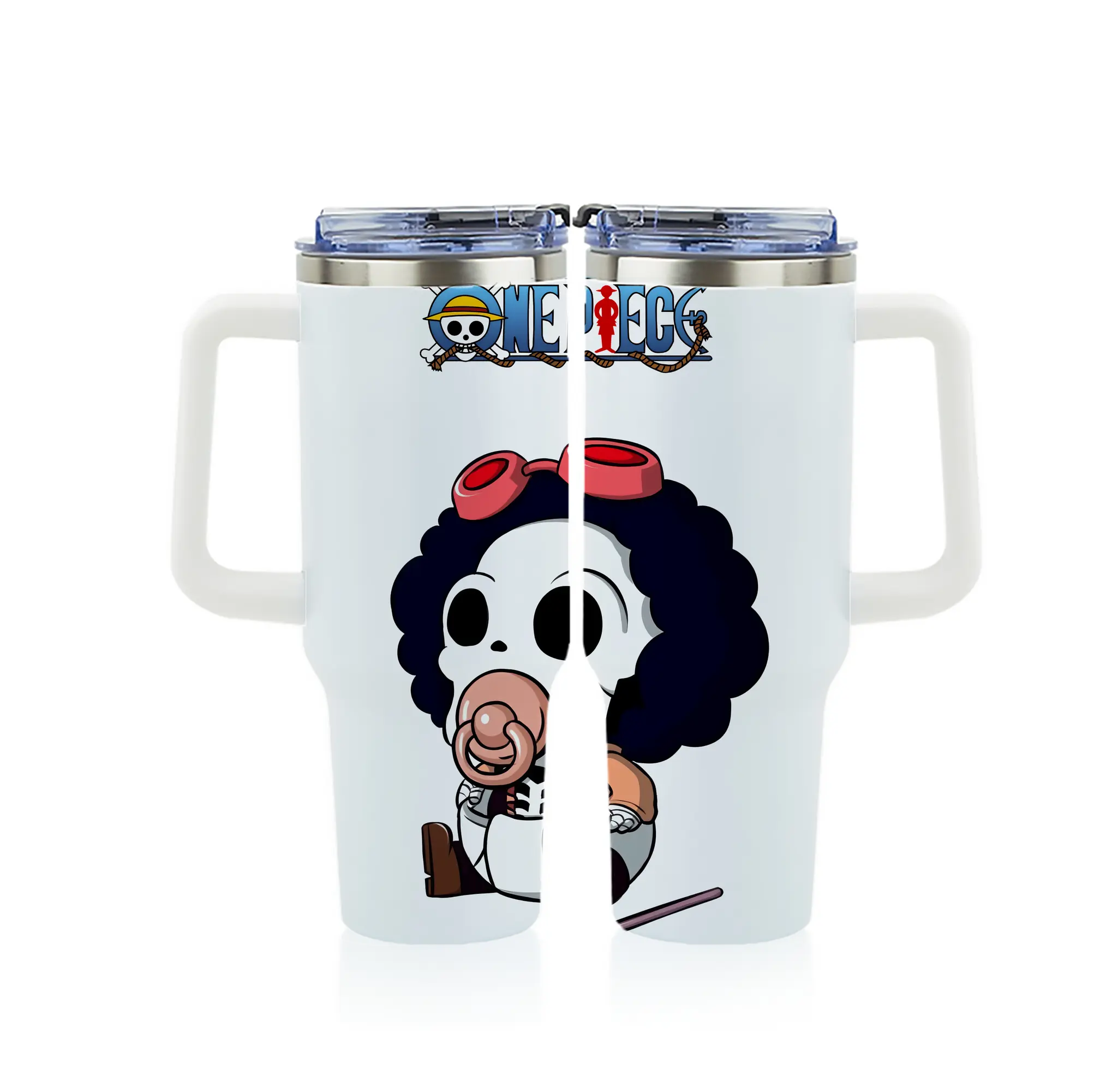 ワンピース グッズ ブルック - 1200mL フルプリント車用タンブラー ・ 304ステンレス 内側 ・ 201ステンレス 外側 ・ 保温 保冷 ・ 通勤 ドライブ アウトドア用