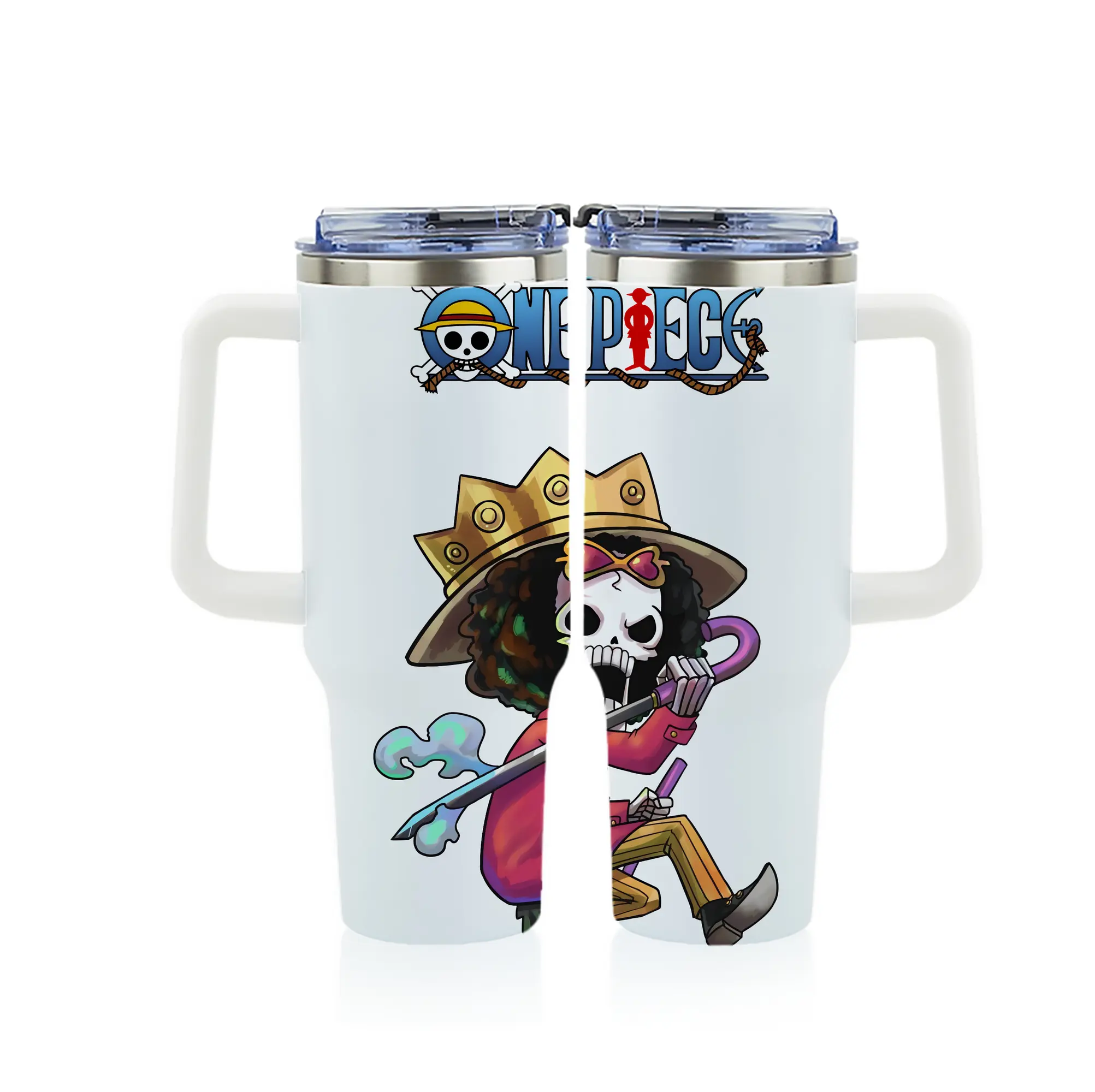 ワンピース グッズ ブルック - 1200mL フルプリント車用タンブラー ・ 304ステンレス 内側 ・ 201ステンレス 外側 ・ 保温 保冷 ・ 通勤 ドライブ アウトドア用