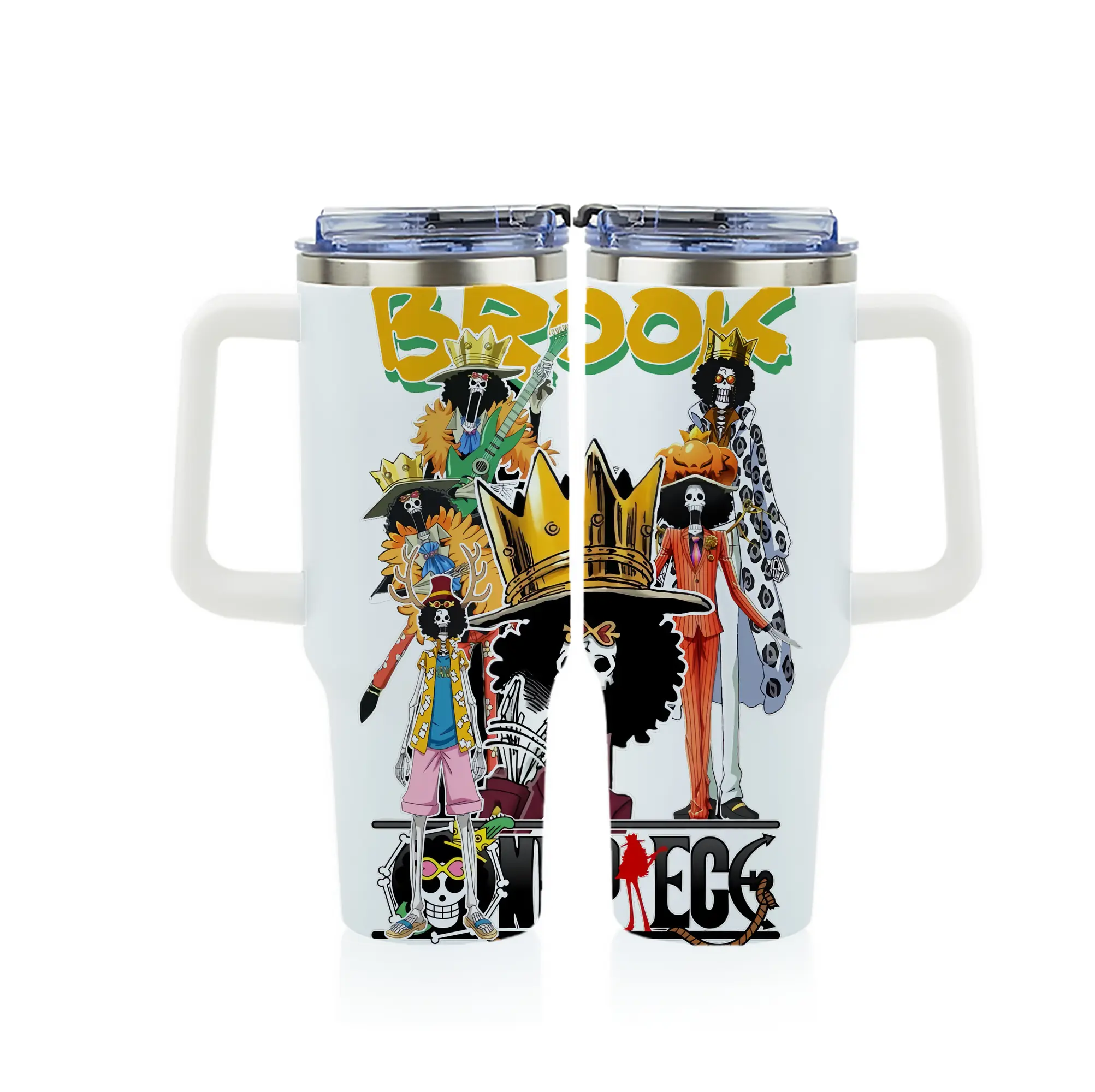 ワンピース グッズ ブルック - 1200mL フルプリント車用タンブラー ・ 304ステンレス 内側 ・ 201ステンレス 外側 ・ 保温 保冷 ・ 通勤 ドライブ アウトドア用