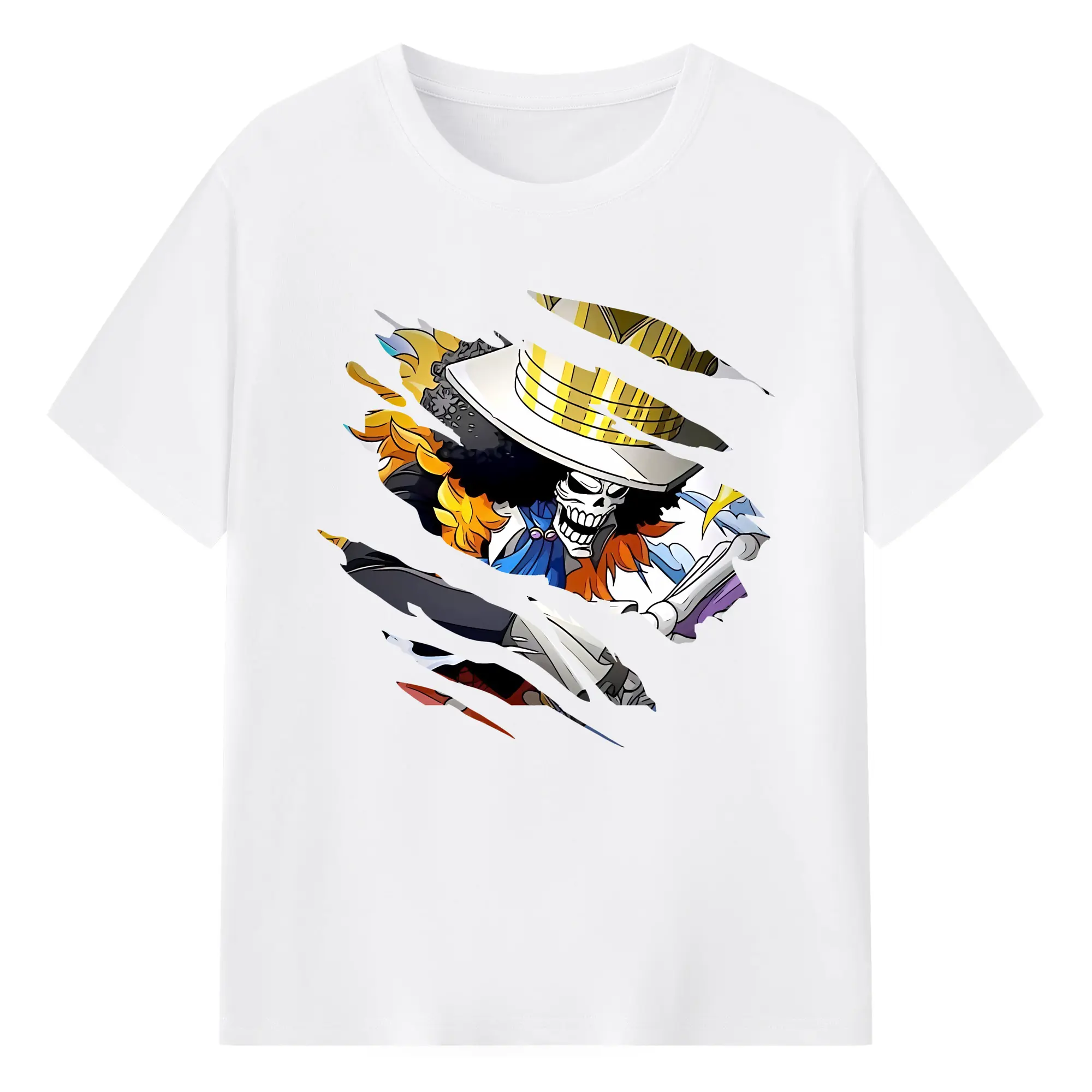 ワンピース グッズ ブルック - 綿100％ 半袖Tシャツ ・ フロントプリント ・ 快適 通気性 ・ 日常使い 散歩 スポーツ用