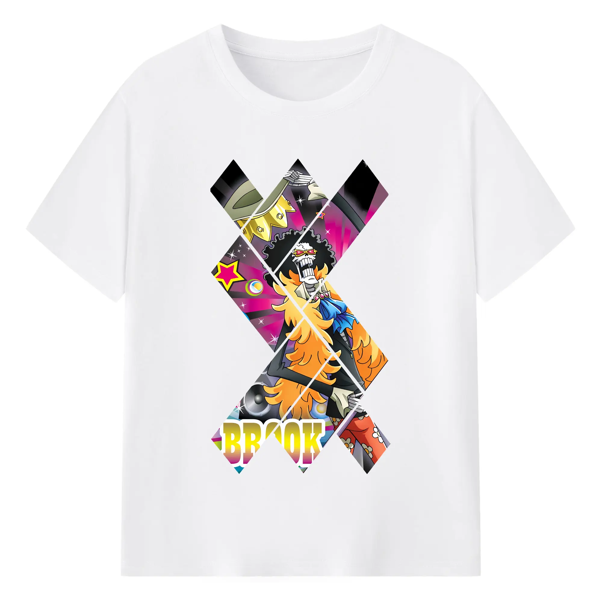 ワンピース グッズ ブルック - 綿100％ 半袖Tシャツ ・ フロントプリント ・ 快適 通気性 ・ 日常使い 散歩 スポーツ用