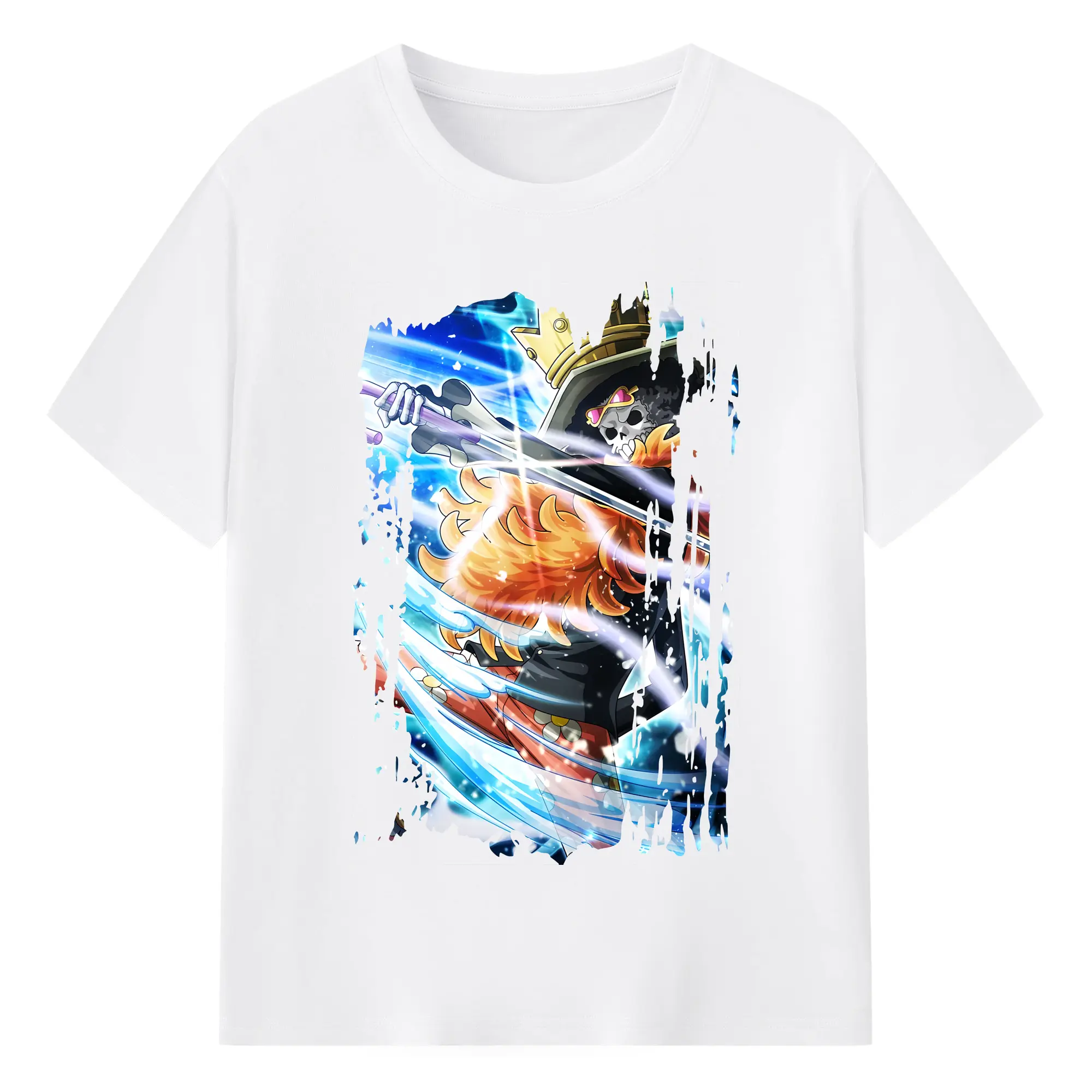 ワンピース グッズ ブルック - 綿100％ 半袖Tシャツ ・ フロントプリント ・ 快適 通気性 ・ 日常使い 散歩 スポーツ用