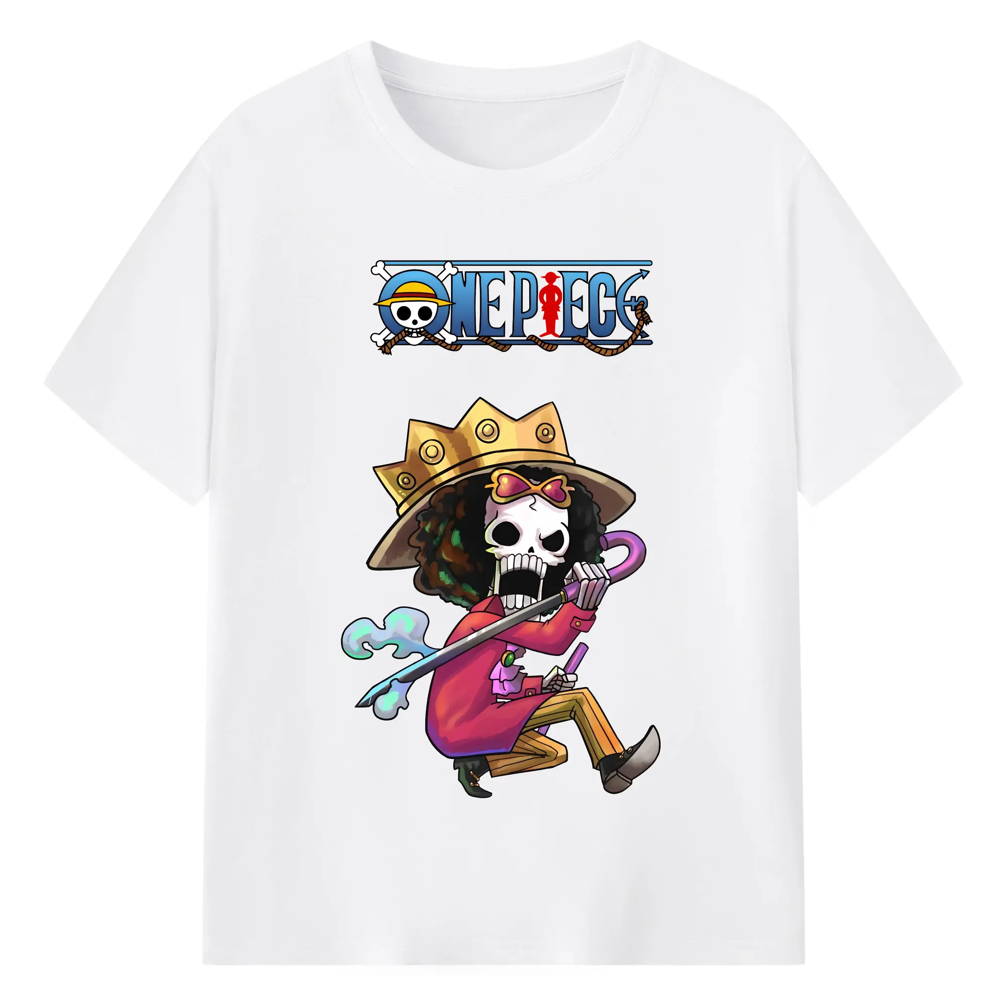 ワンピース グッズ ブルック - 綿100％ 半袖Tシャツ ・ フロントプリント ・ 快適 通気性 ・ 日常使い 散歩 スポーツ用