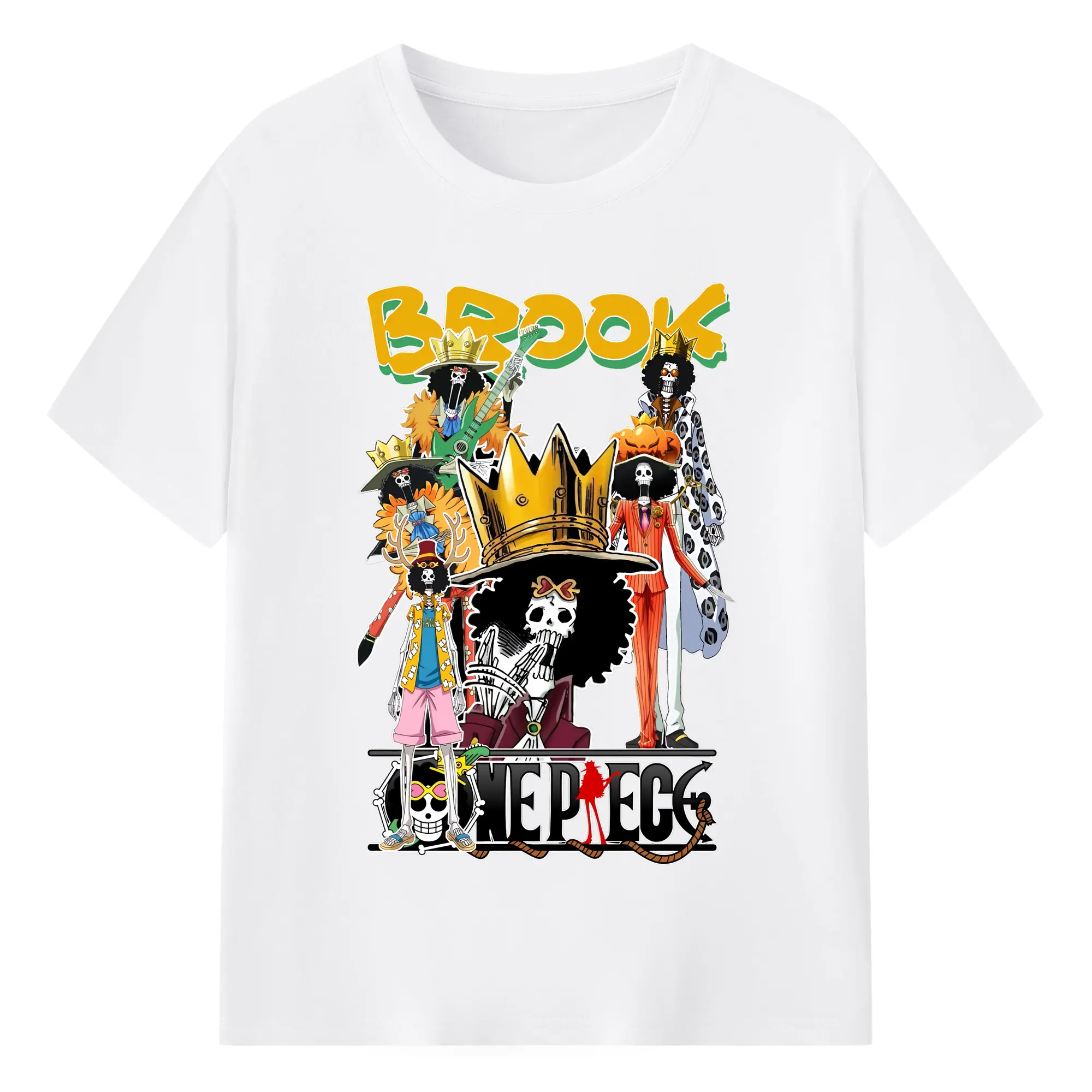 ワンピース グッズ ブルック - 綿100％ 半袖Tシャツ ・ フロントプリント ・ 快適 通気性 ・ 日常使い 散歩 スポーツ用