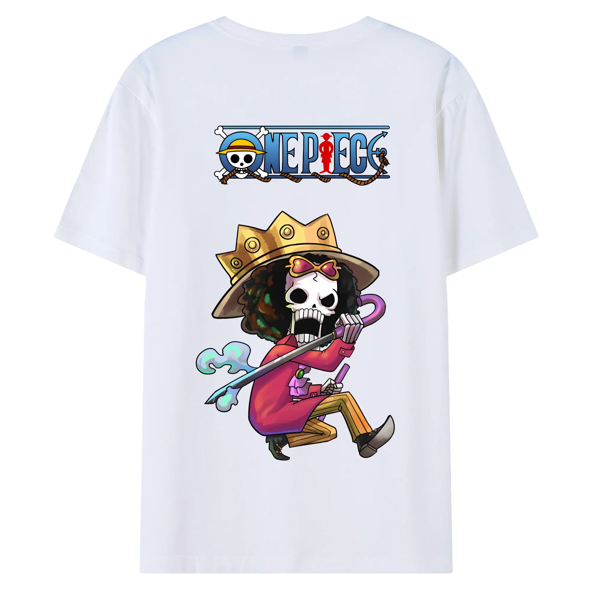 ワンピース グッズ ブルック - 綿100％ 半袖Tシャツ ・ バックプリント ・ 快適 通気性 ・ 日常使い 散歩 スポーツ用