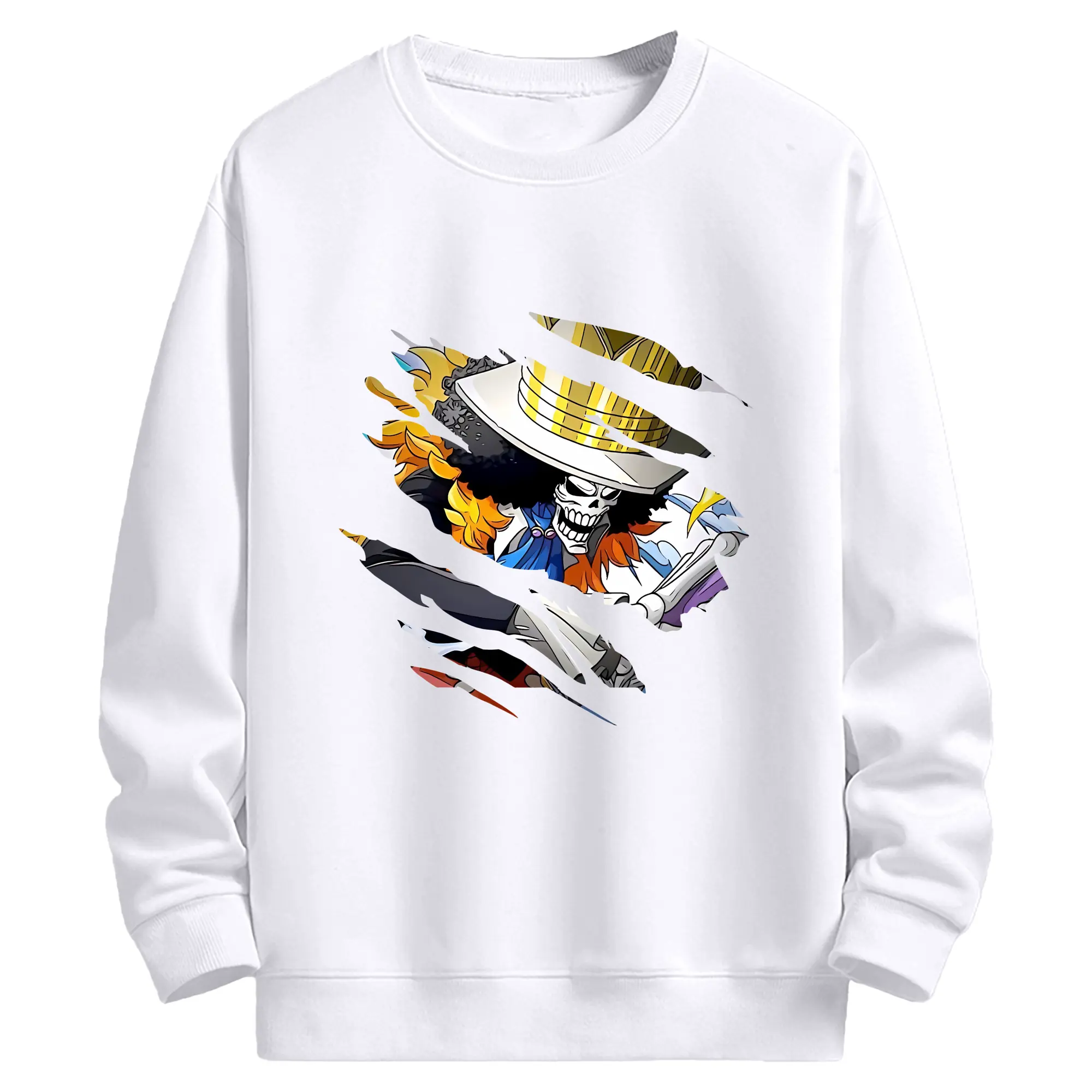 ワンピース グッズ ブルック - 高品質 クルーネック スウェット ・ コットン59％ ポリエステル41％ ・ ユニセックス 長袖 トレーナー ・ カジュアル デイリー スポーツ 散歩用