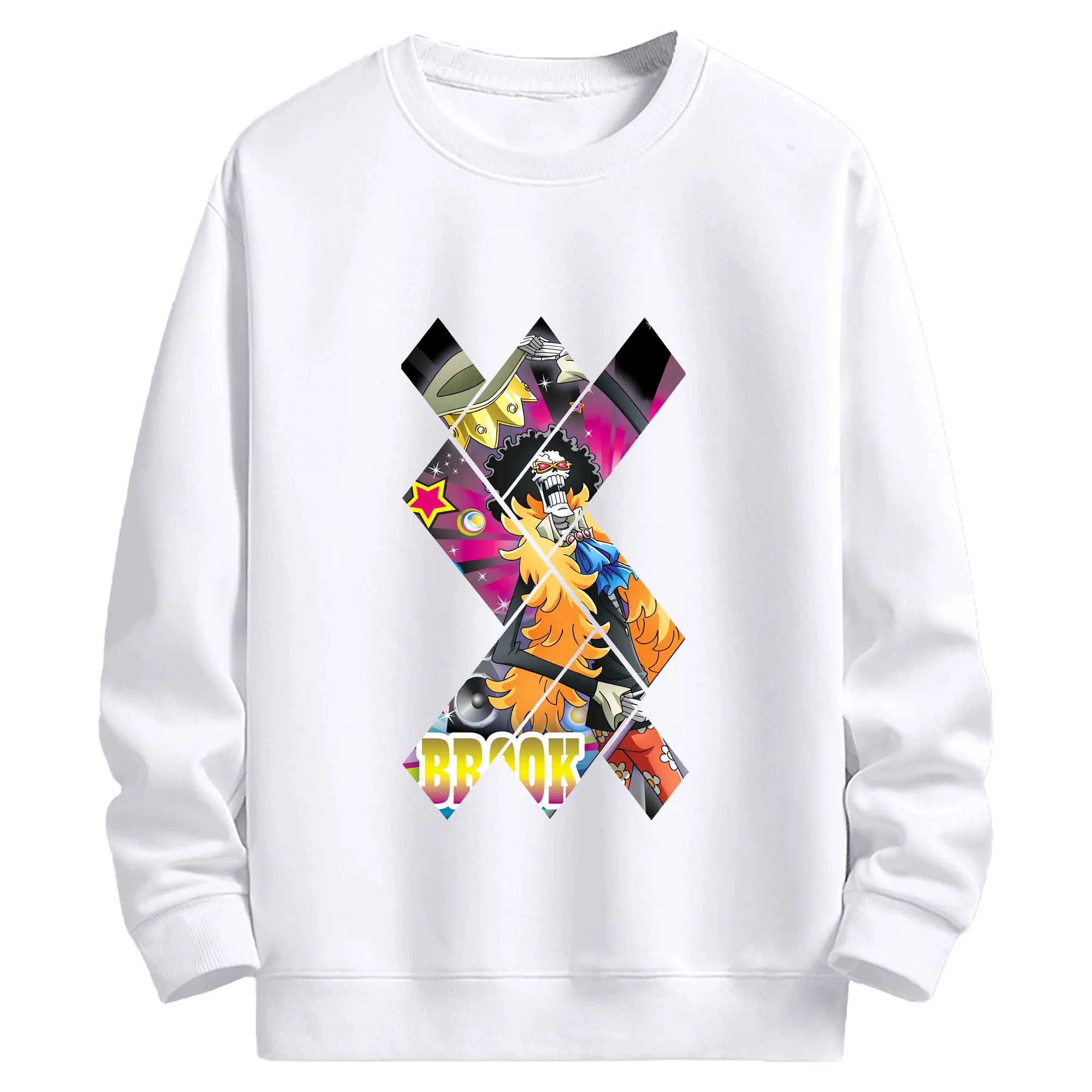 ワンピース グッズ ブルック - 高品質 クルーネック スウェット ・ コットン59％ ポリエステル41％ ・ ユニセックス 長袖 トレーナー ・ カジュアル デイリー スポーツ 散歩用