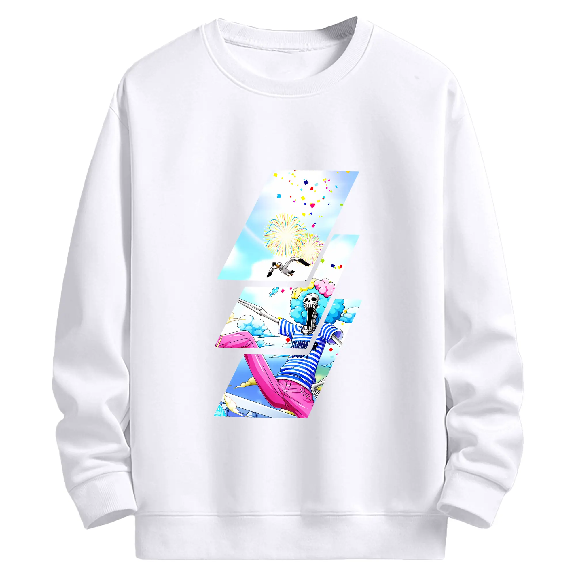 ワンピース グッズ ブルック - 高品質 クルーネック スウェット ・ コットン59％ ポリエステル41％ ・ ユニセックス 長袖 トレーナー ・ カジュアル デイリー スポーツ 散歩用