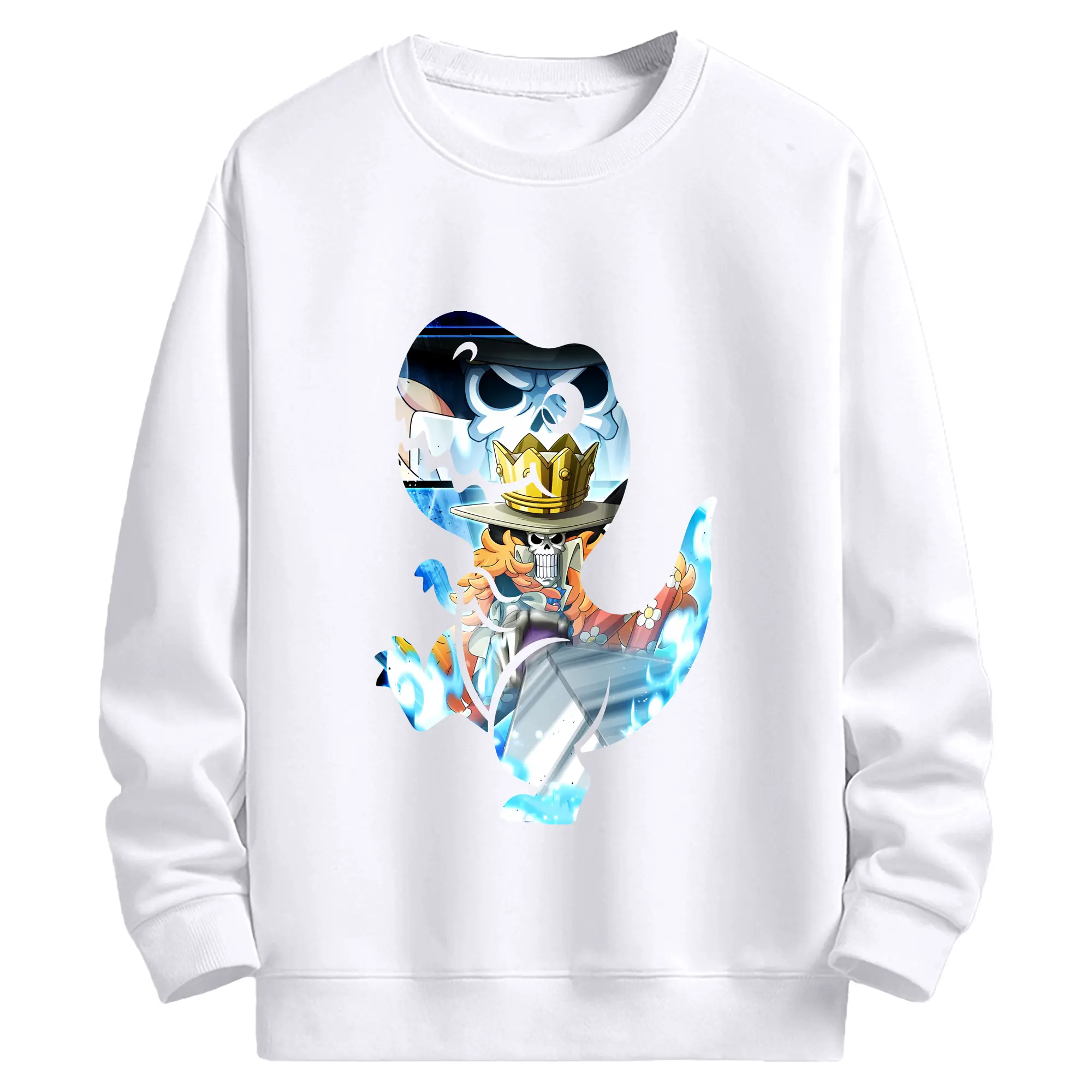 ワンピース グッズ ブルック - 高品質 クルーネック スウェット ・ コットン59％ ポリエステル41％ ・ ユニセックス 長袖 トレーナー ・ カジュアル デイリー スポーツ 散歩用