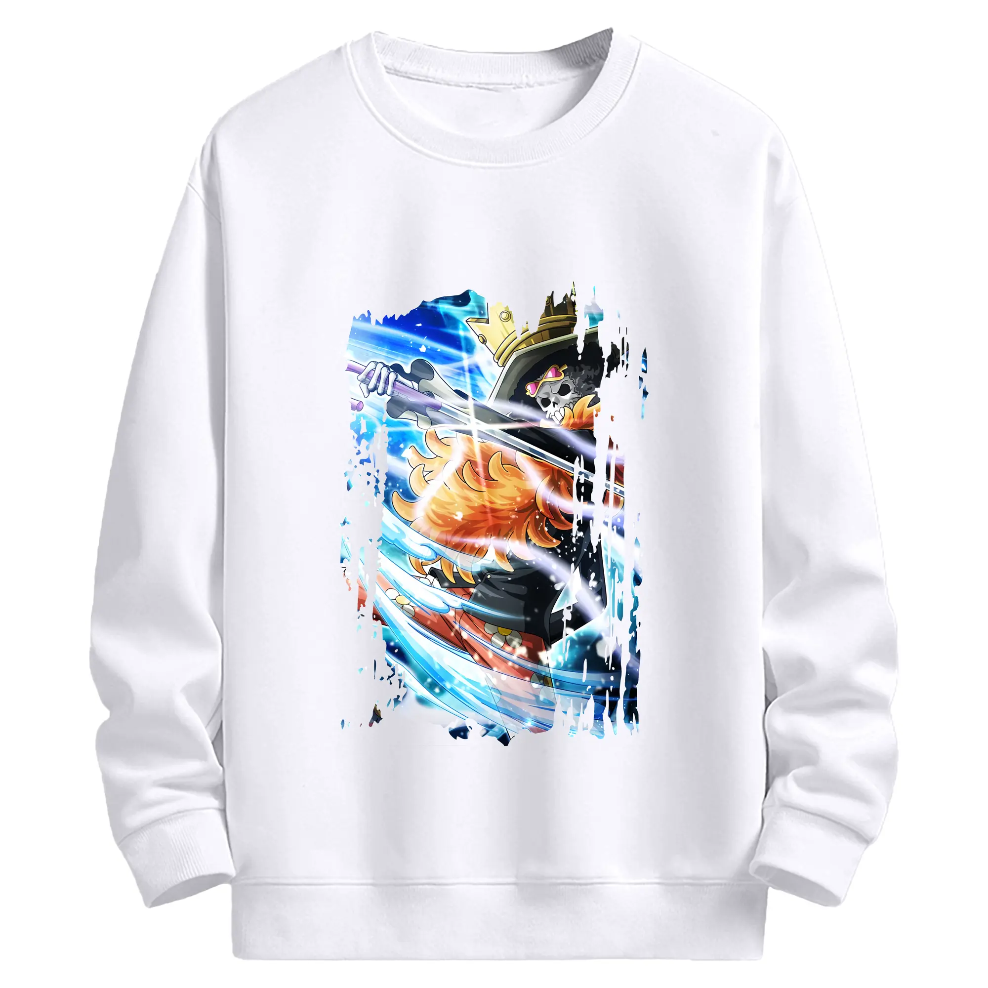 ワンピース グッズ ブルック - 高品質 クルーネック スウェット ・ コットン59％ ポリエステル41％ ・ ユニセックス 長袖 トレーナー ・ カジュアル デイリー スポーツ 散歩用