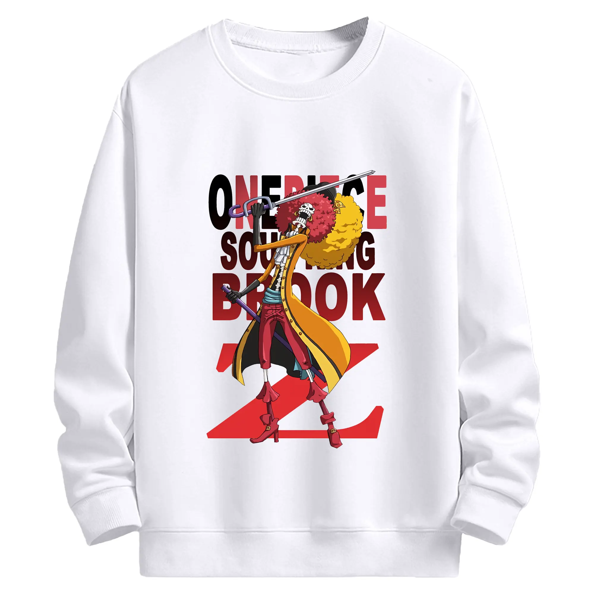 ワンピース グッズ ブルック - 高品質 クルーネック スウェット ・ コットン59％ ポリエステル41％ ・ ユニセックス 長袖 トレーナー ・ カジュアル デイリー スポーツ 散歩用