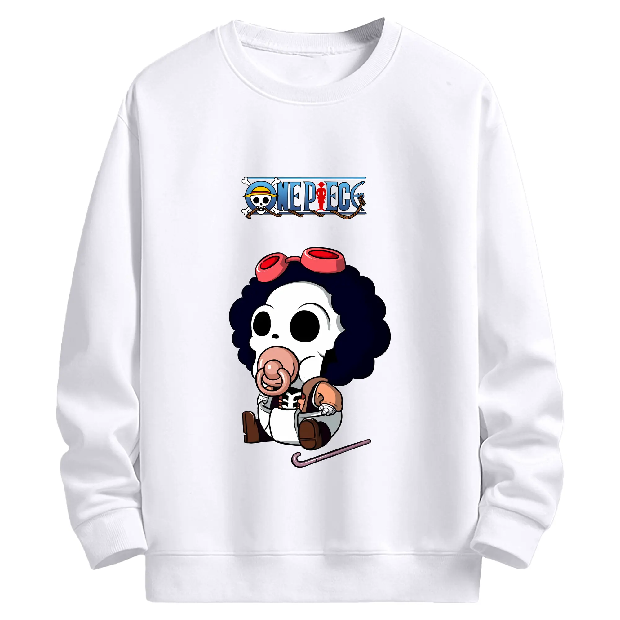 ワンピース グッズ ブルック - 高品質 クルーネック スウェット ・ コットン59％ ポリエステル41％ ・ ユニセックス 長袖 トレーナー ・ カジュアル デイリー スポーツ 散歩用