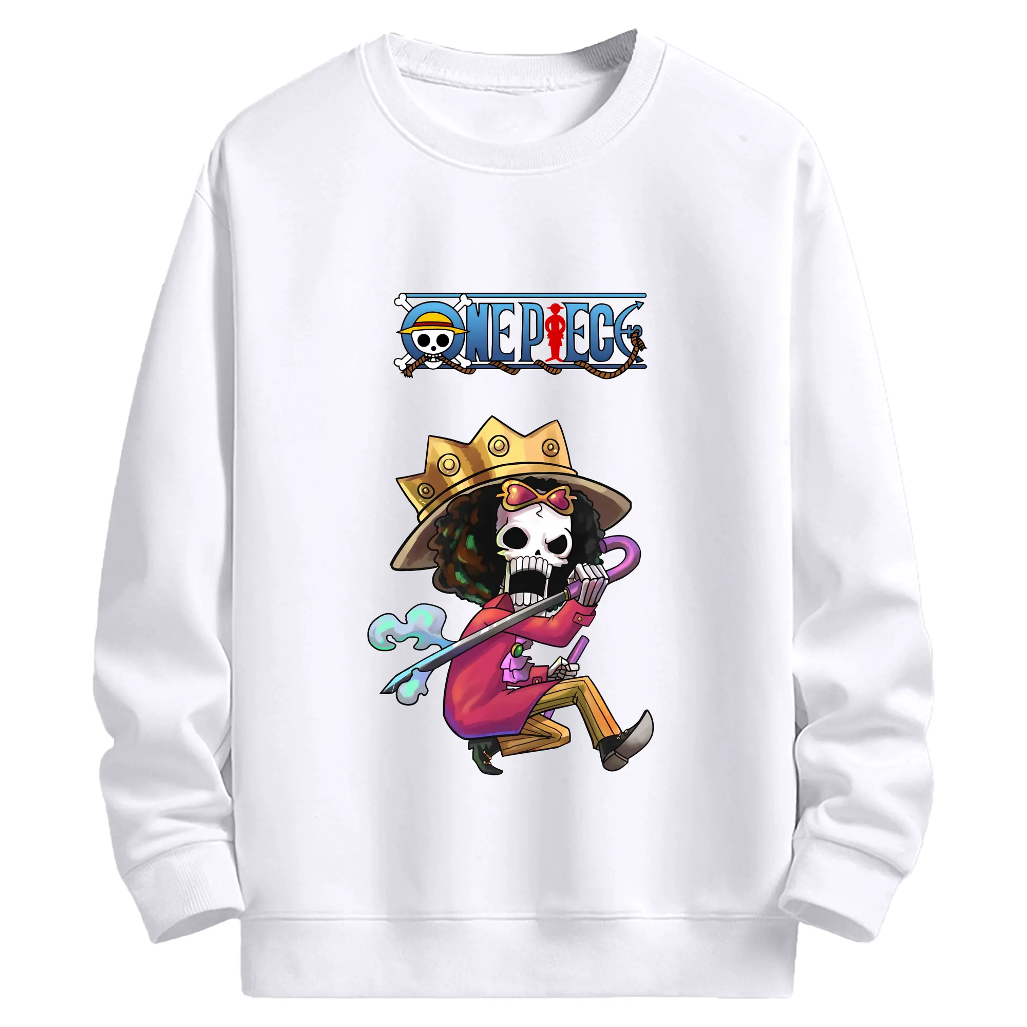 ワンピース グッズ ブルック - 高品質 クルーネック スウェット ・ コットン59％ ポリエステル41％ ・ ユニセックス 長袖 トレーナー ・ カジュアル デイリー スポーツ 散歩用