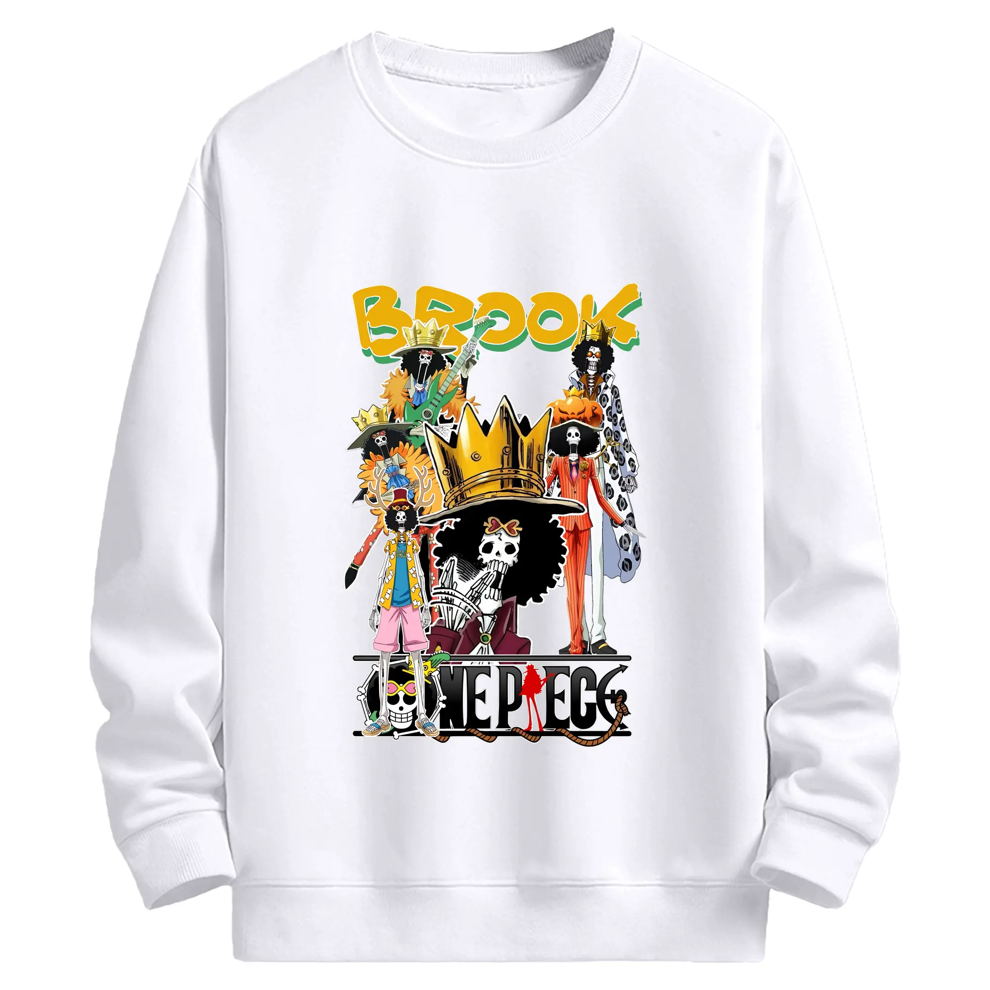 ワンピース グッズ ブルック - 高品質 クルーネック スウェット ・ コットン59％ ポリエステル41％ ・ ユニセックス 長袖 トレーナー ・ カジュアル デイリー スポーツ 散歩用