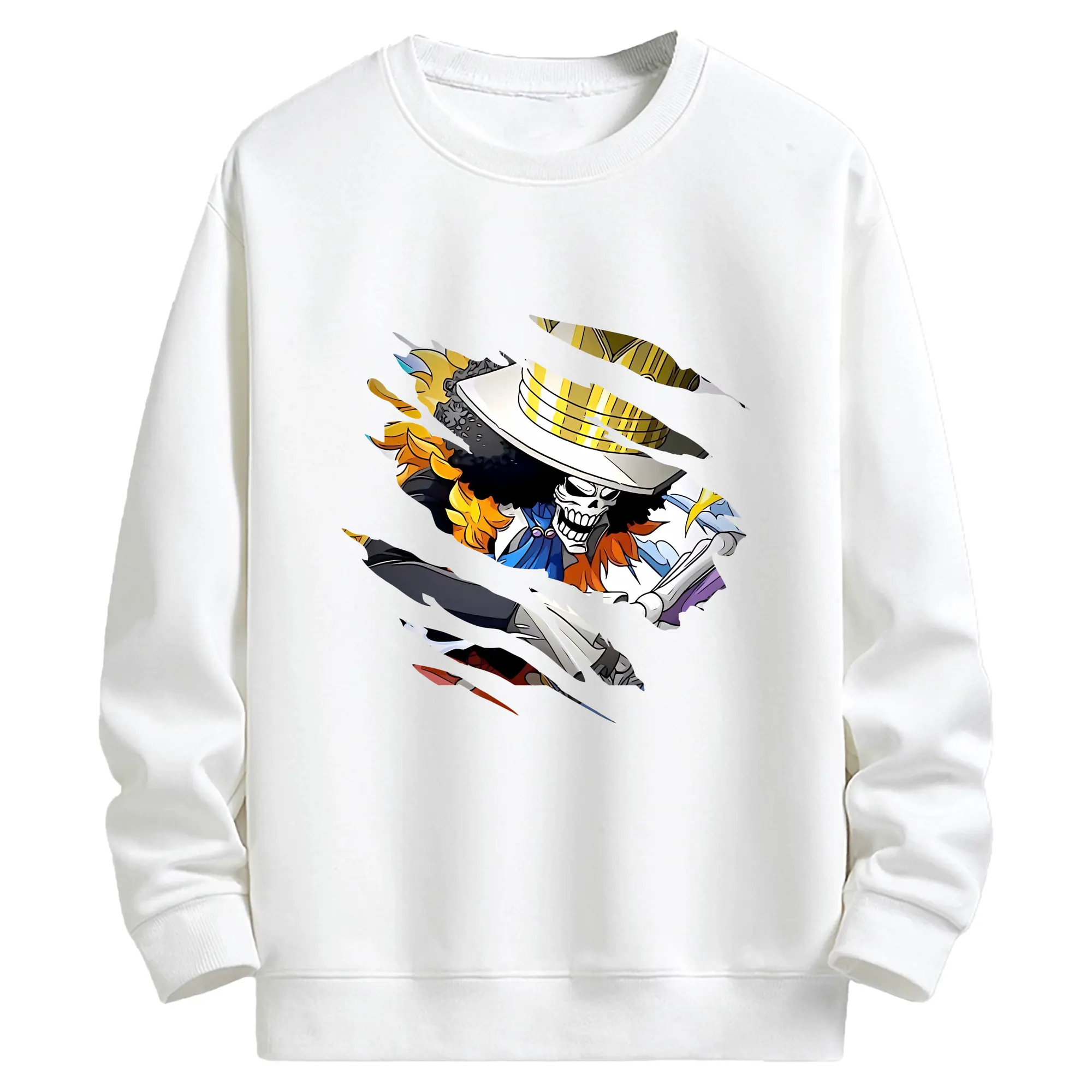 ワンピース グッズ ブルック - キッズ クルーネックスウェットシャツ ・ フロントプリント ・ 綿80％ ポリエステル20％ ・ 快適 通学 スポーツ 日常使い お散歩用