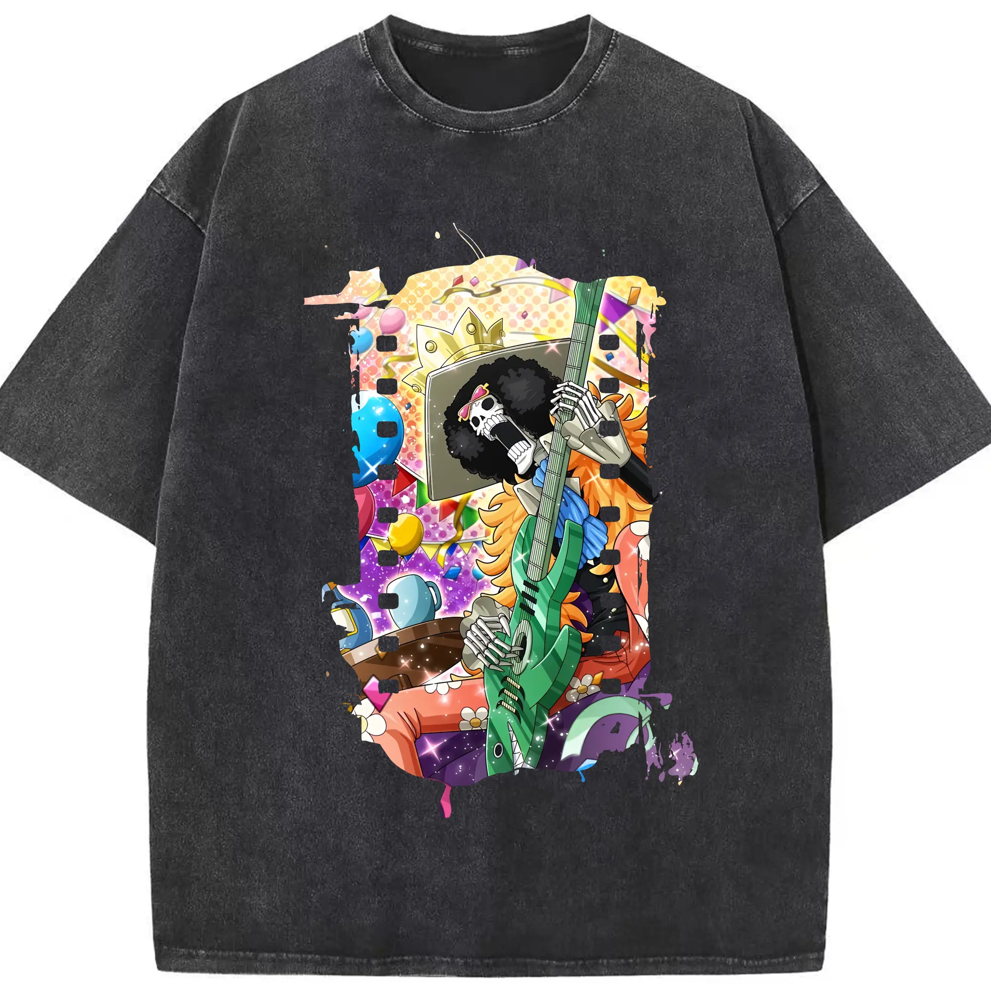 ワンピース グッズ ブルック - 綿100％ ヴィンテージ風 半袖Tシャツ ・ フロントプリント ・ 柔らか肌触り ・ 通気性 快適 ・ スポーツ カジュアル 外出用