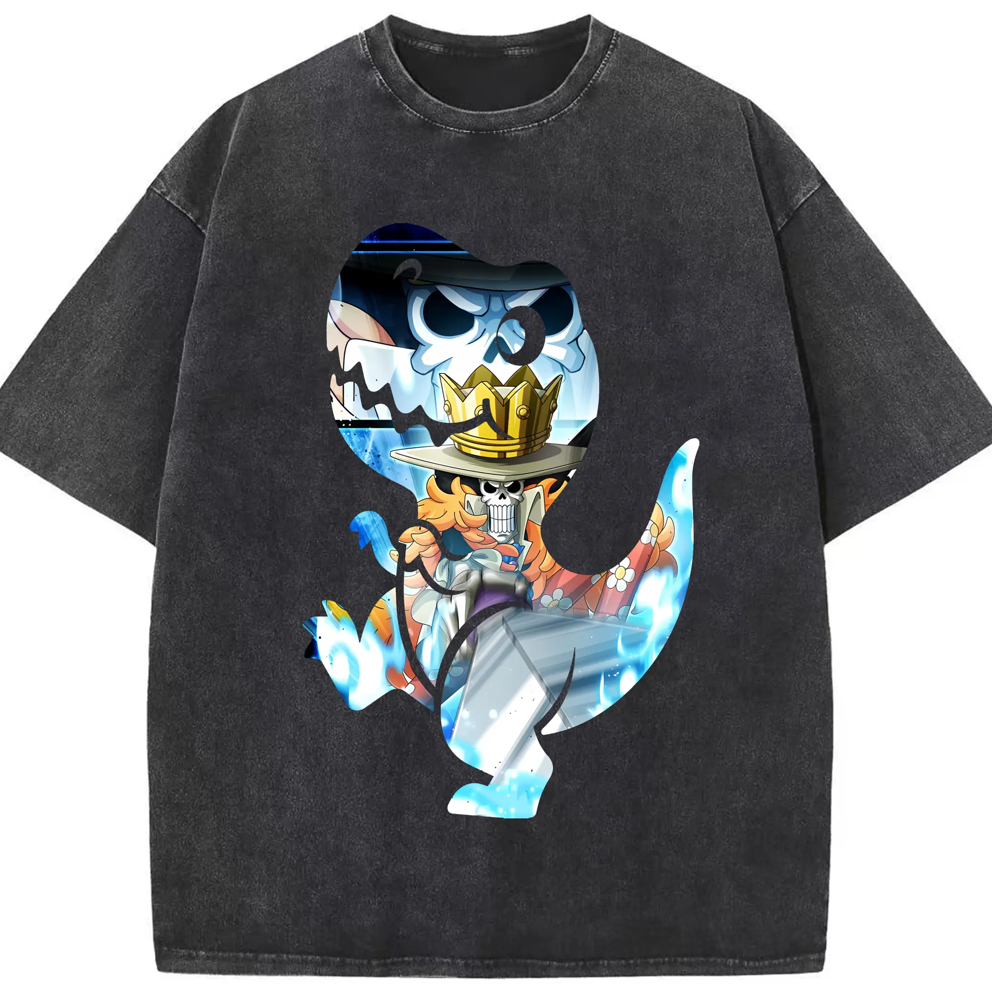 ワンピース グッズ ブルック - 綿100％ ヴィンテージ風 半袖Tシャツ ・ フロントプリント ・ 柔らか肌触り ・ 通気性 快適 ・ スポーツ カジュアル 外出用