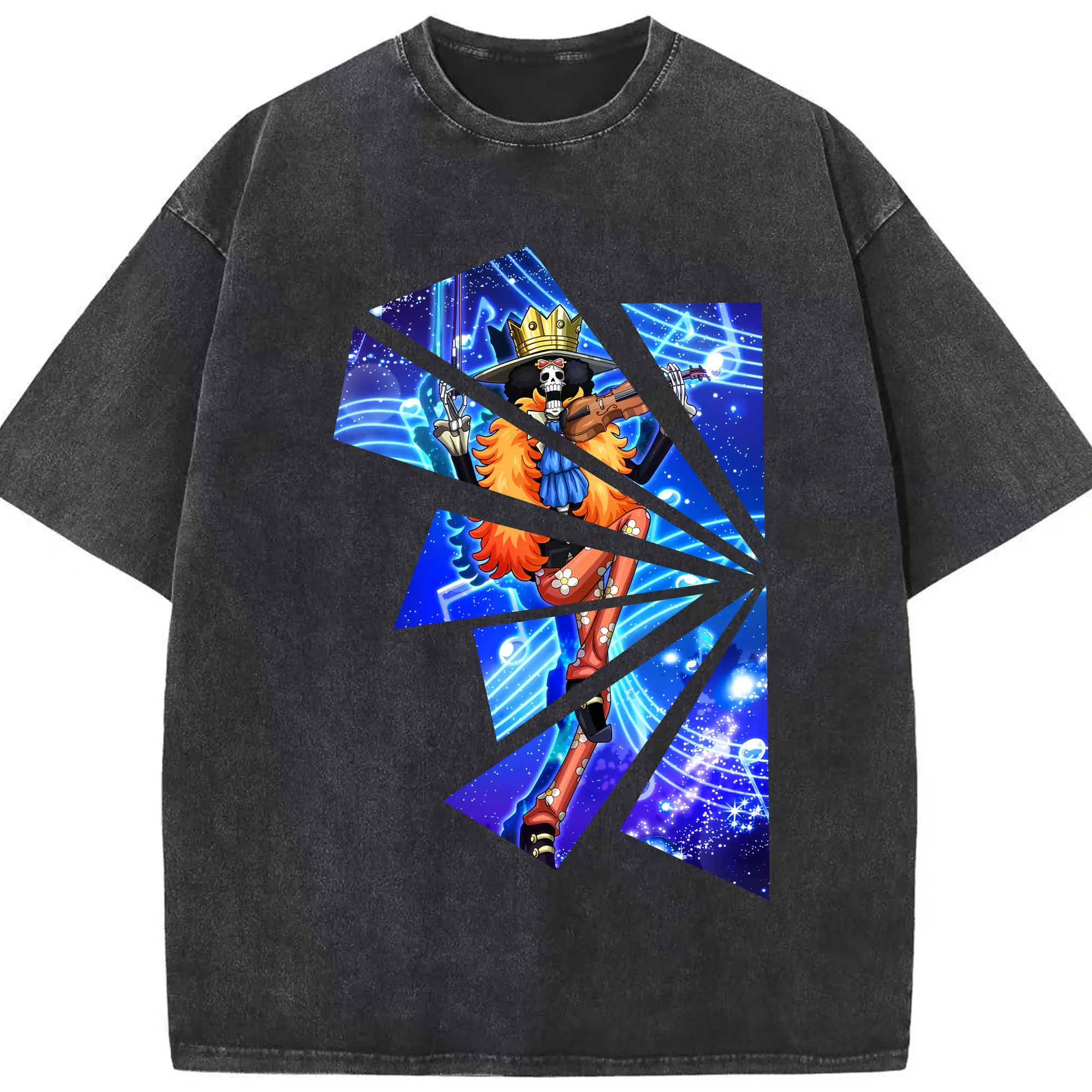 ワンピース グッズ ブルック - 綿100％ ヴィンテージ風 半袖Tシャツ ・ フロントプリント ・ 柔らか肌触り ・ 通気性 快適 ・ スポーツ カジュアル 外出用