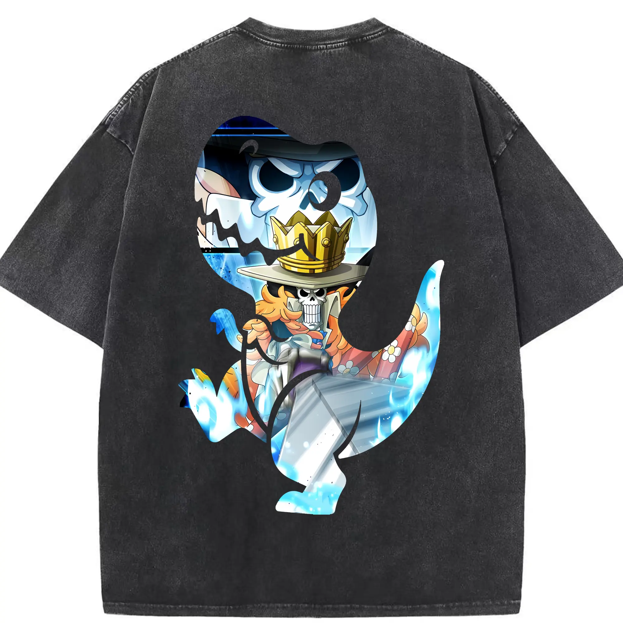 ワンピース グッズ ブルック - 綿100％ ヴィンテージ風 半袖Tシャツ ・ 背面プリント ・ 柔らか肌触り ・ 通気性 快適 ・ スポーツ カジュアル 外出用