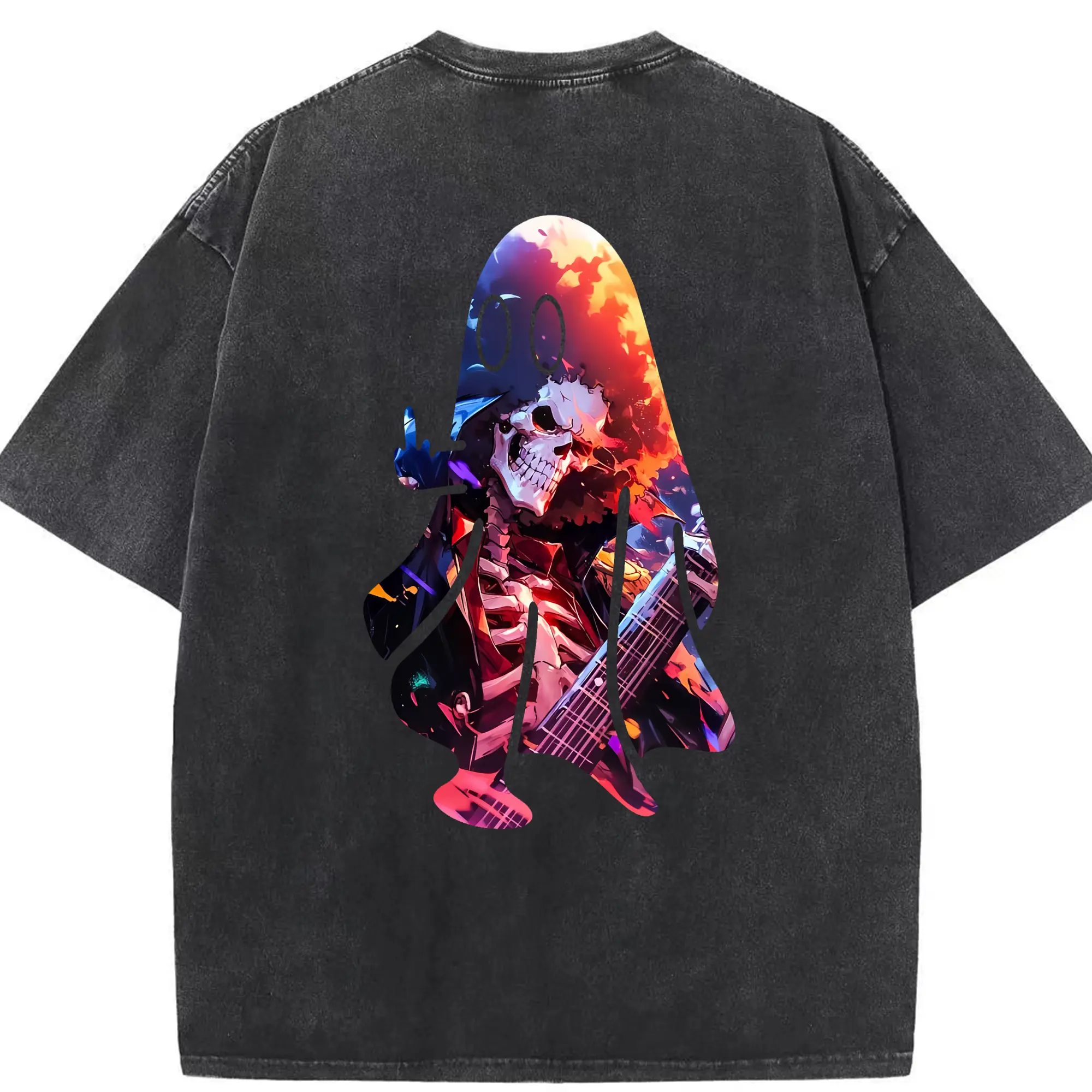 ワンピース グッズ ブルック - 綿100％ ヴィンテージ風 半袖Tシャツ ・ 背面プリント ・ 柔らか肌触り ・ 通気性 快適 ・ スポーツ カジュアル 外出用