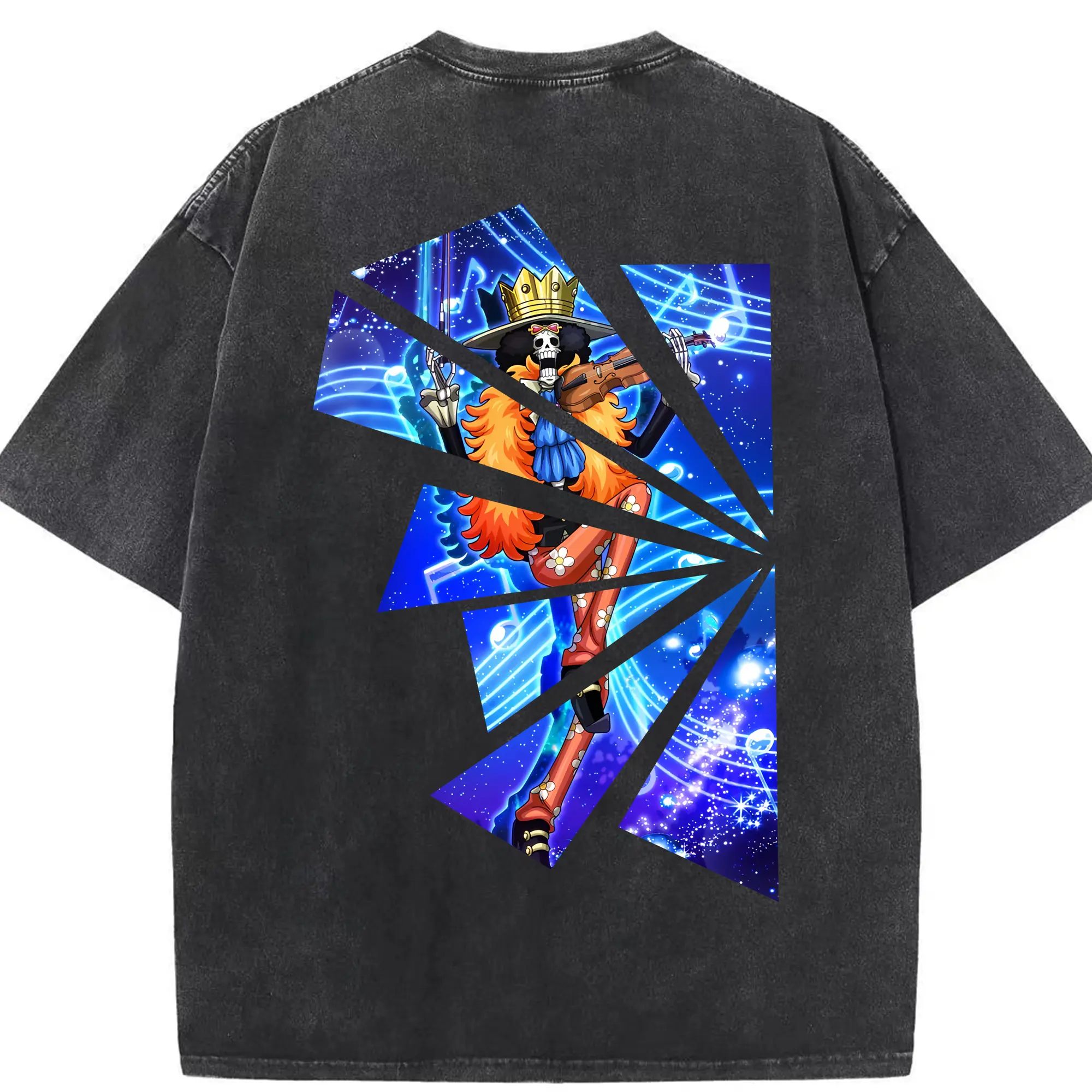 ワンピース グッズ ブルック - 綿100％ ヴィンテージ風 半袖Tシャツ ・ 背面プリント ・ 柔らか肌触り ・ 通気性 快適 ・ スポーツ カジュアル 外出用