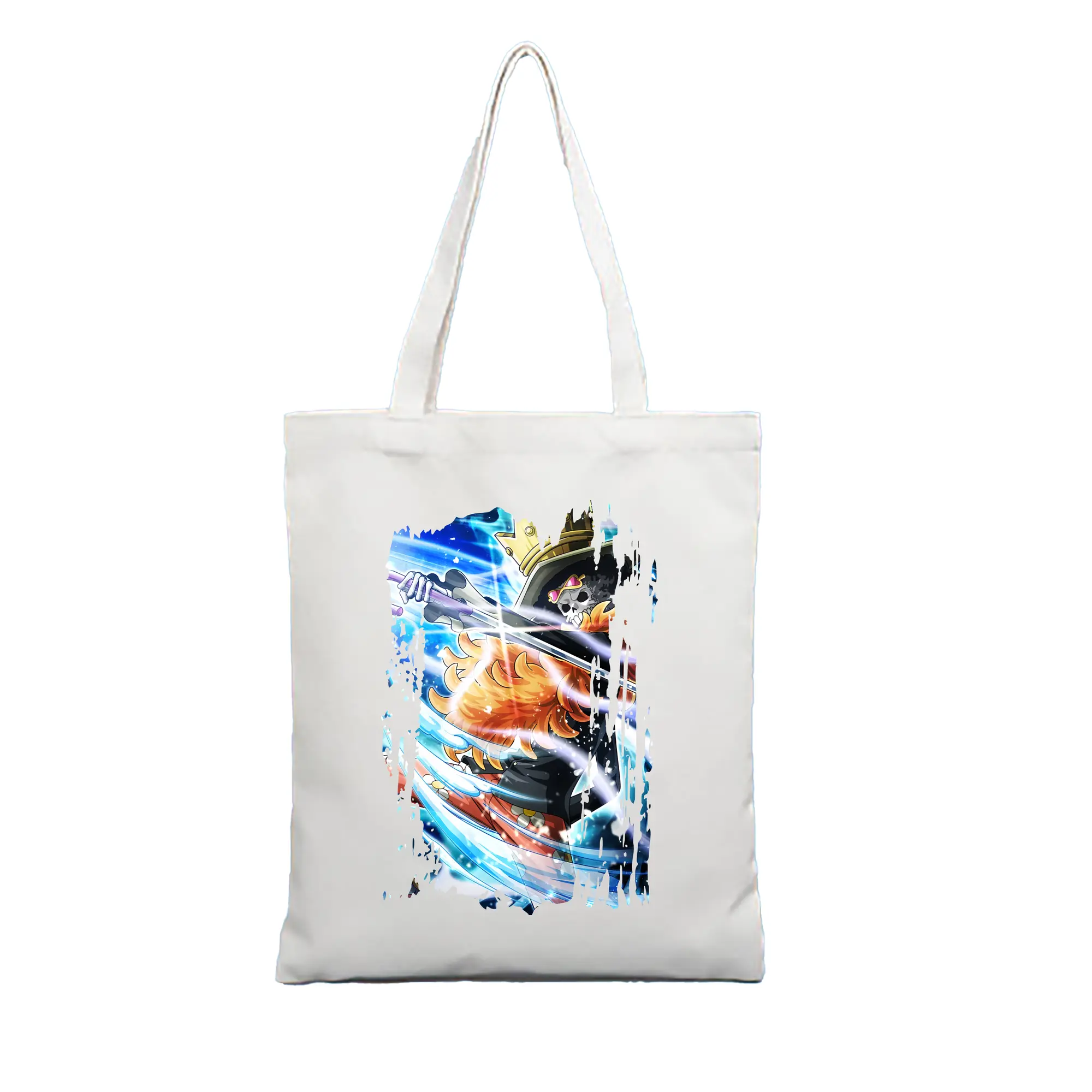 ワンピース グッズ ブルック - 縦型キャンバス手提げバッグ（トートバッグ） ・ キャンバス素材 ・ ショッピング用 ・ 軽量 丈夫 お手入れ簡単