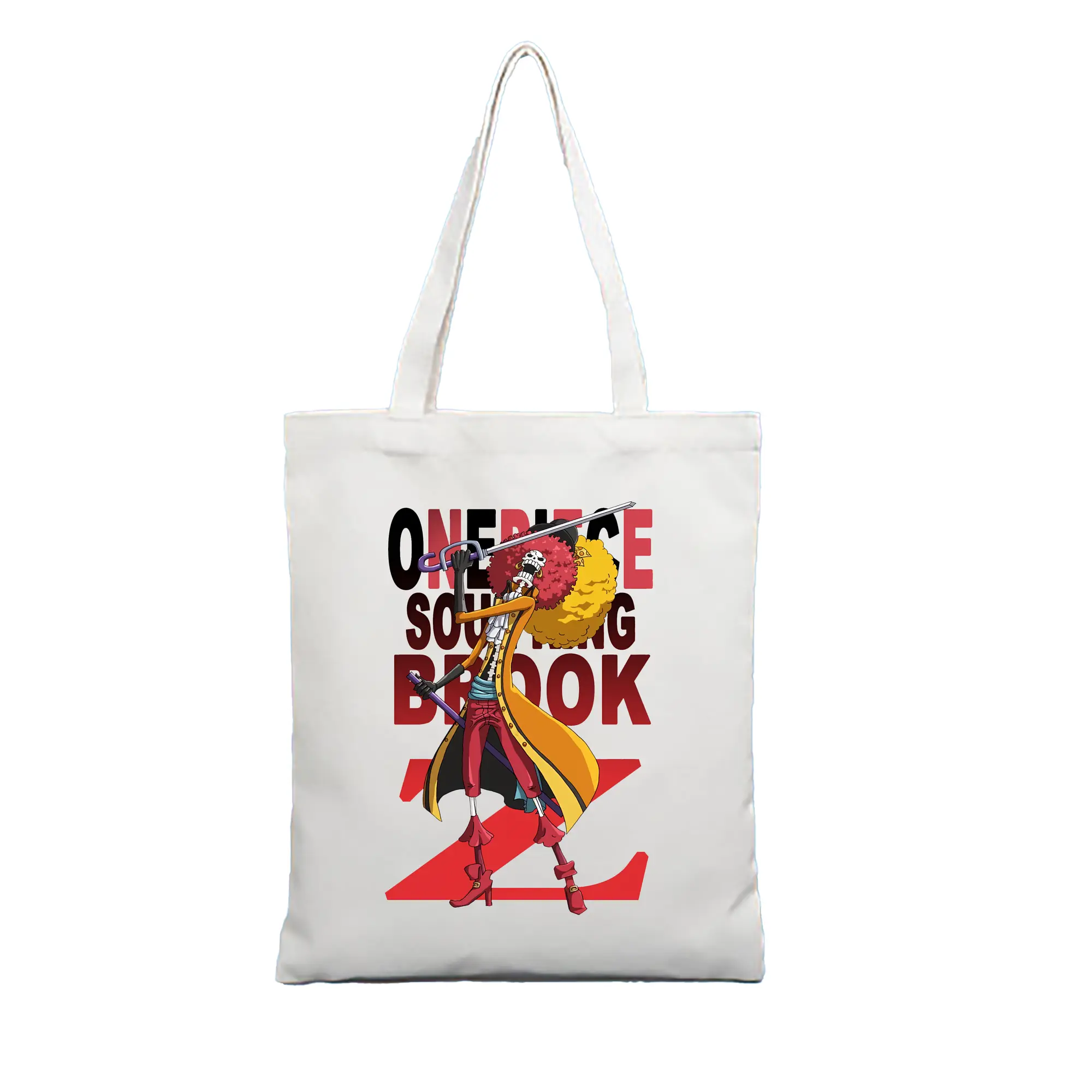 ワンピース グッズ ブルック - 縦型キャンバス手提げバッグ（トートバッグ） ・ キャンバス素材 ・ ショッピング用 ・ 軽量 丈夫 お手入れ簡単