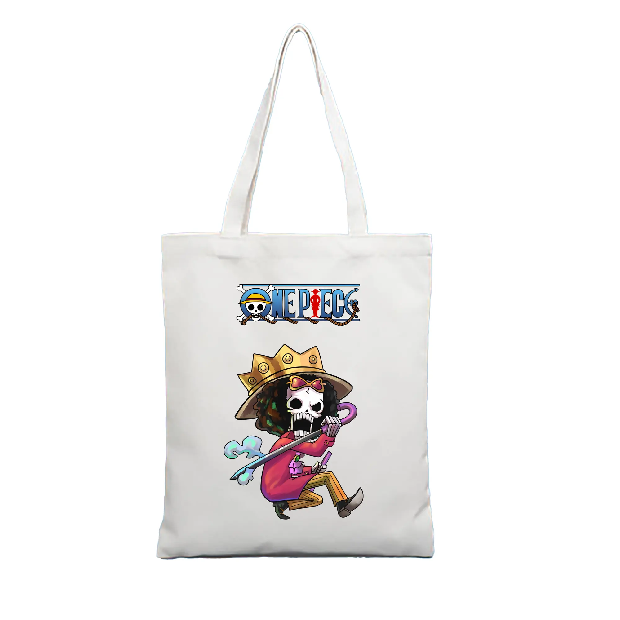 ワンピース グッズ ブルック - 縦型キャンバス手提げバッグ（トートバッグ） ・ キャンバス素材 ・ ショッピング用 ・ 軽量 丈夫 お手入れ簡単