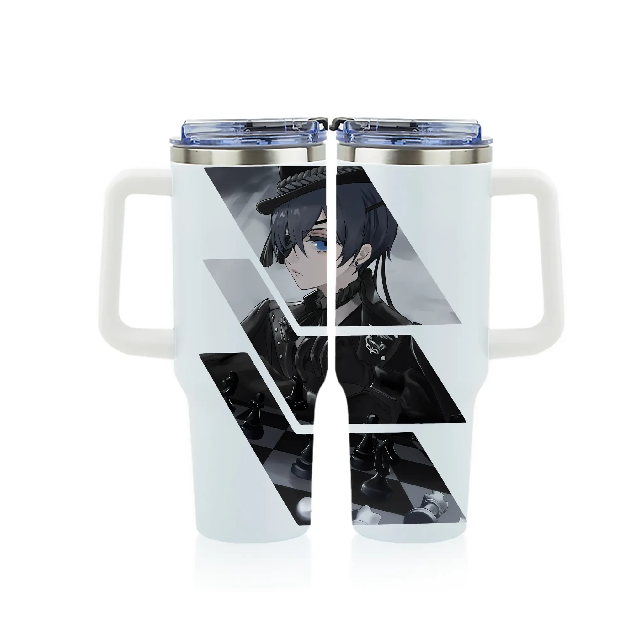 黒執事 グッズ,シエル・ファントムハイヴ - 1200mL フルプリント車用タンブラー ・ 304ステンレス 内側 ・ 201ステンレス 外側 ・ 保温 保冷 ・ 通勤 ドライブ アウトドア用