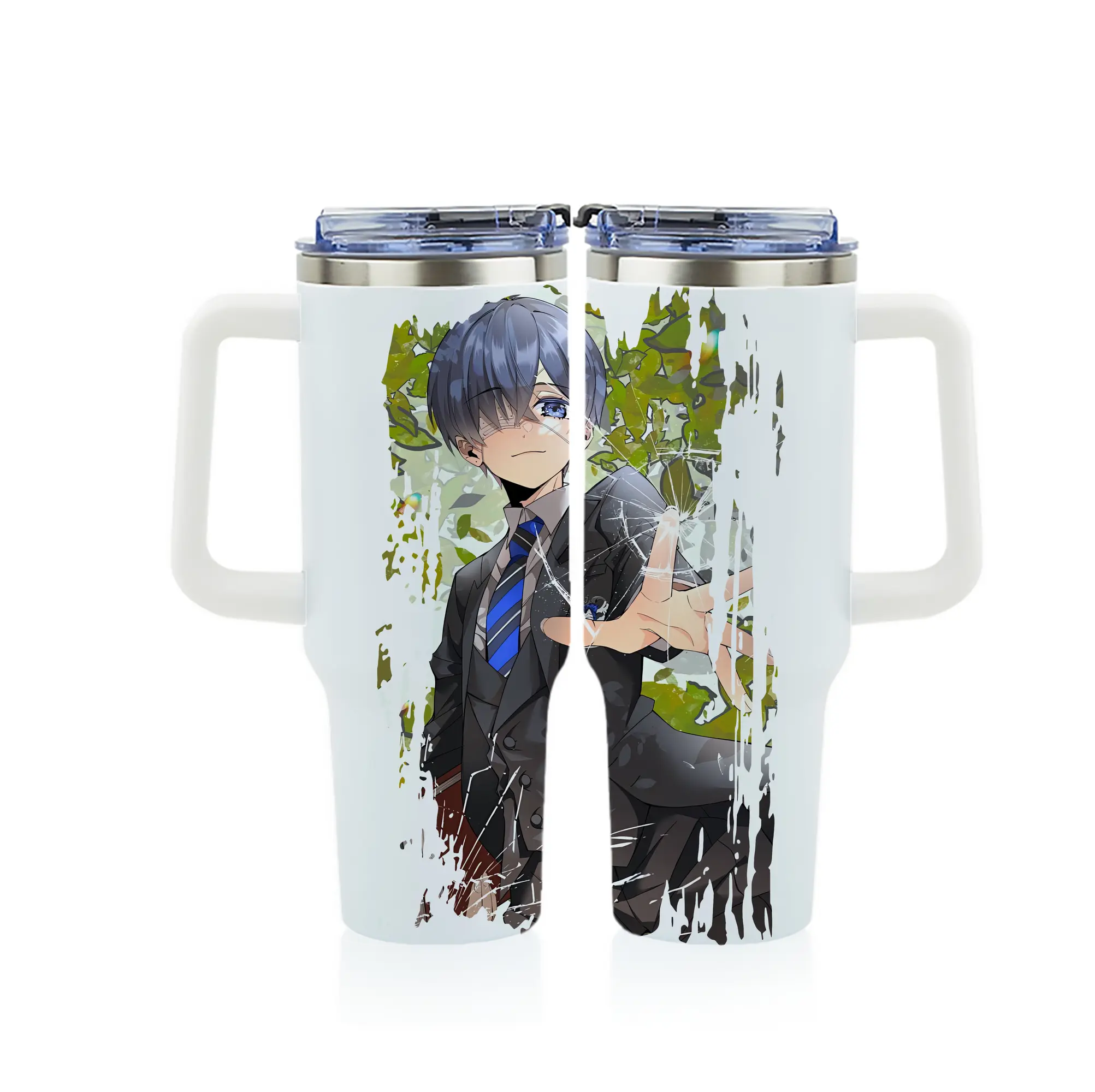 黒執事 グッズ,シエル・ファントムハイヴ - 1200mL フルプリント車用タンブラー ・ 304ステンレス 内側 ・ 201ステンレス 外側 ・ 保温 保冷 ・ 通勤 ドライブ アウトドア用