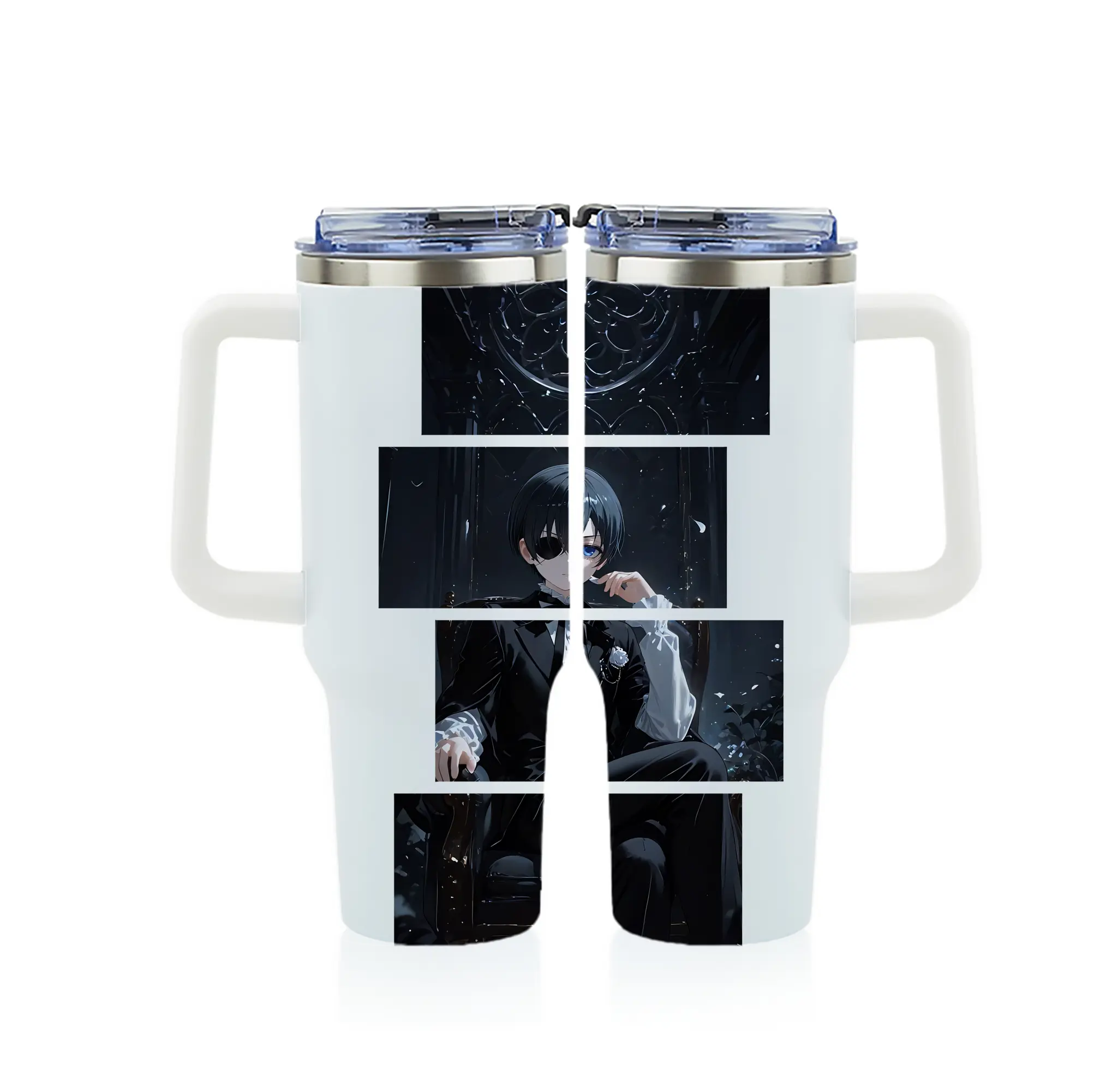 黒執事 グッズ,シエル・ファントムハイヴ - 1200mL フルプリント車用タンブラー ・ 304ステンレス 内側 ・ 201ステンレス 外側 ・ 保温 保冷 ・ 通勤 ドライブ アウトドア用