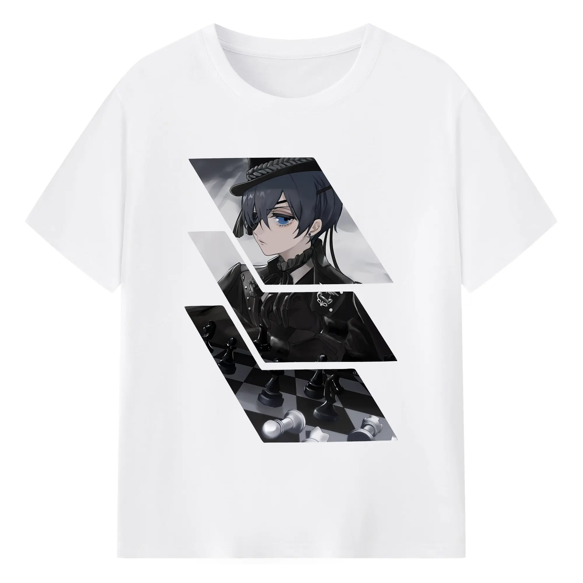 黒執事 グッズ,シエル・ファントムハイヴ - 綿100％ 半袖Tシャツ ・ フロントプリント ・ 快適 通気性 ・ 日常使い 散歩 スポーツ用