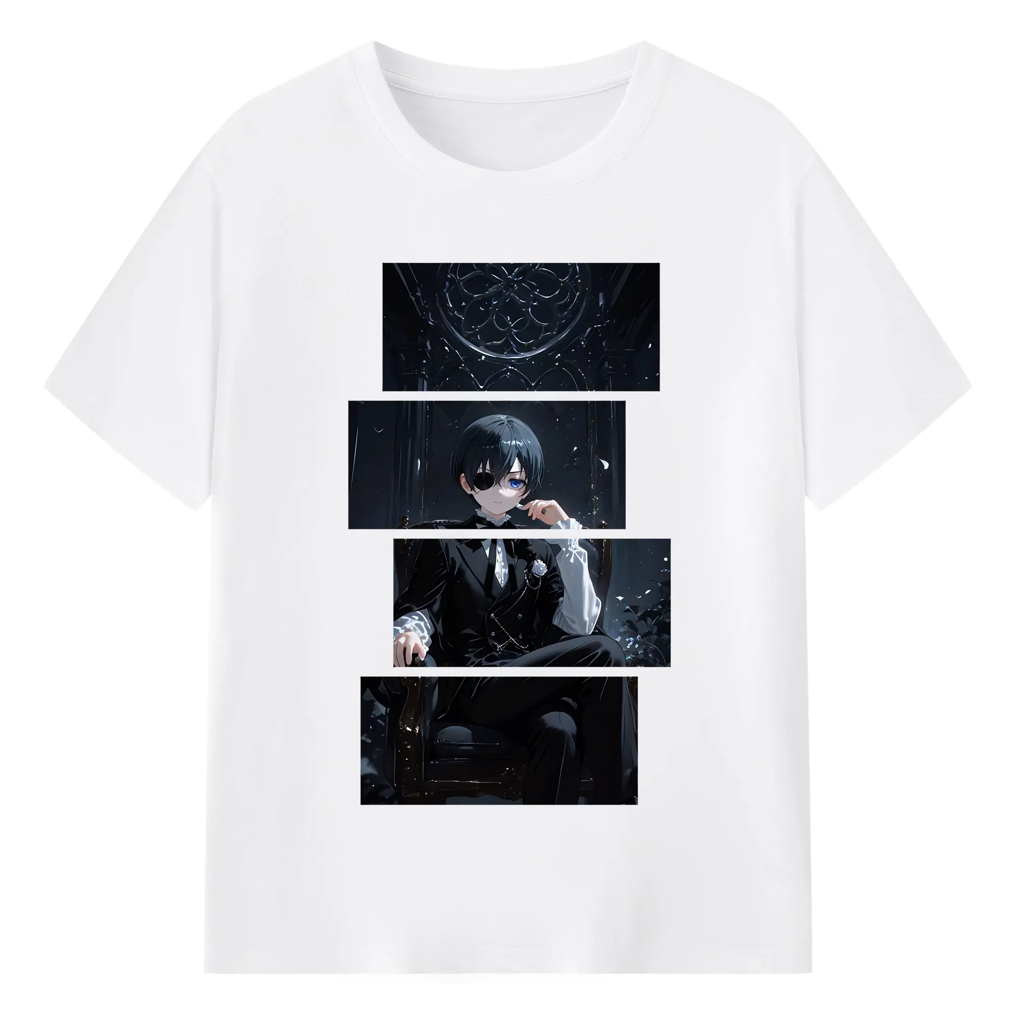 黒執事 グッズ,シエル・ファントムハイヴ - 綿100％ 半袖Tシャツ ・ フロントプリント ・ 快適 通気性 ・ 日常使い 散歩 スポーツ用