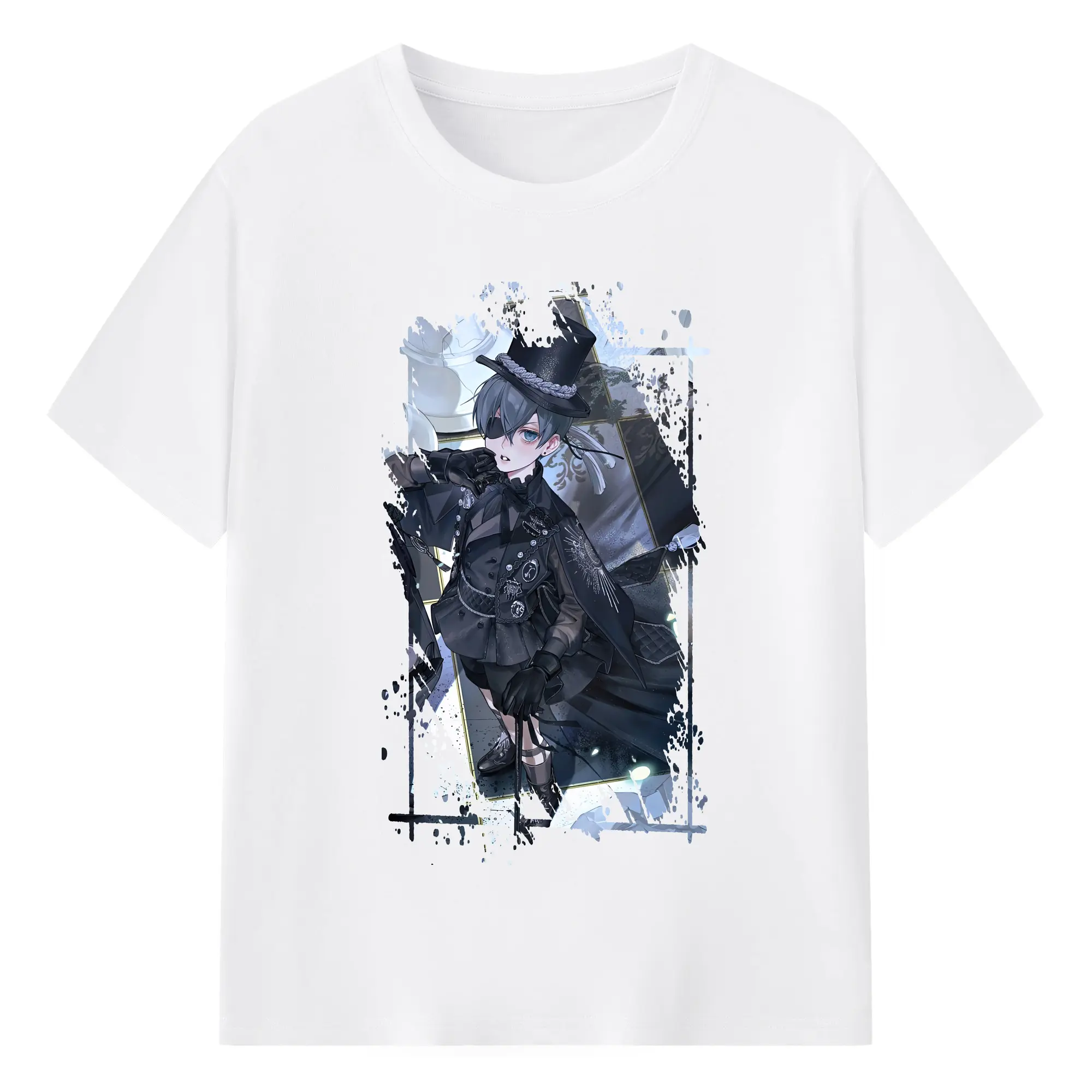 黒執事 グッズ,シエル・ファントムハイヴ - 綿100％ 半袖Tシャツ ・ フロントプリント ・ 快適 通気性 ・ 日常使い 散歩 スポーツ用