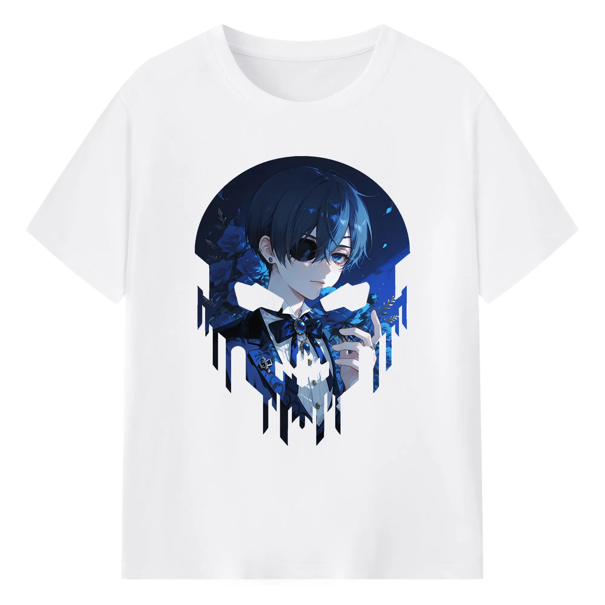 黒執事 グッズ,シエル・ファントムハイヴ - 綿100％ 半袖Tシャツ ・ フロントプリント ・ 快適 通気性 ・ 日常使い 散歩 スポーツ用