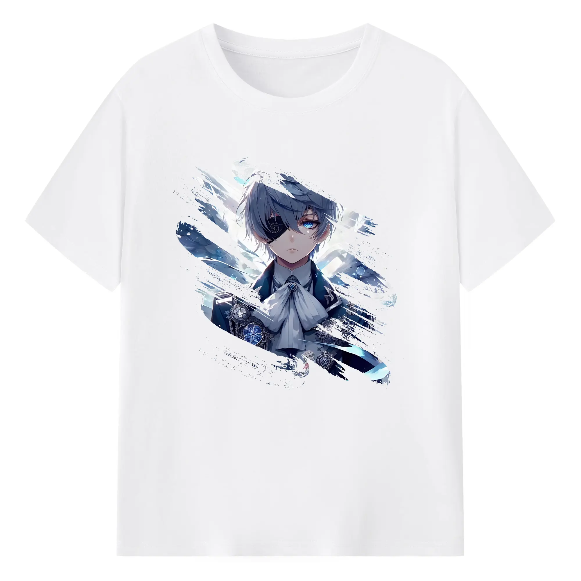 黒執事 グッズ,シエル・ファントムハイヴ - 綿100％ 半袖Tシャツ ・ フロントプリント ・ 快適 通気性 ・ 日常使い 散歩 スポーツ用