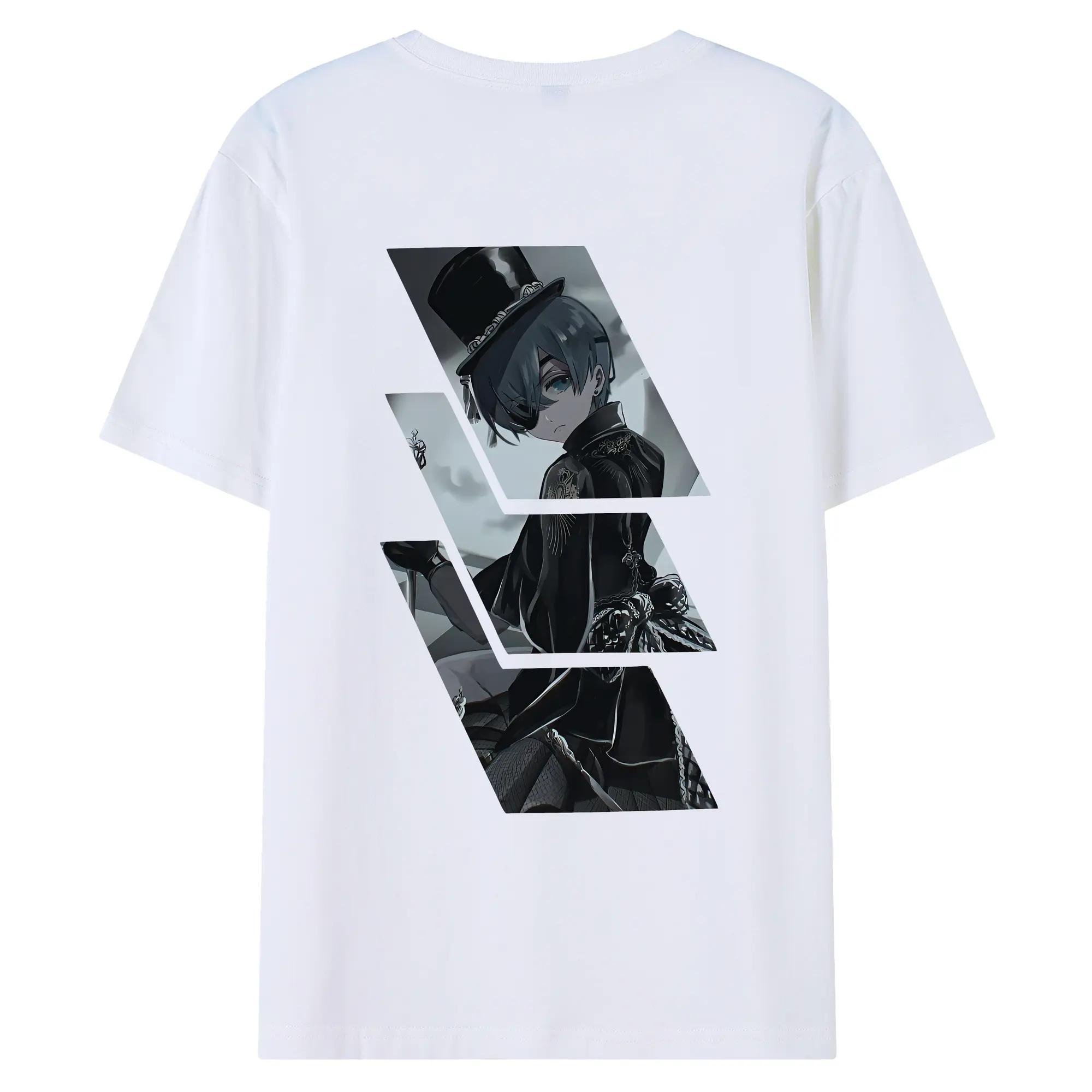 黒執事 グッズ,シエル・ファントムハイヴ - 綿100％ 半袖Tシャツ ・ バックプリント ・ 快適 通気性 ・ 日常使い 散歩 スポーツ用