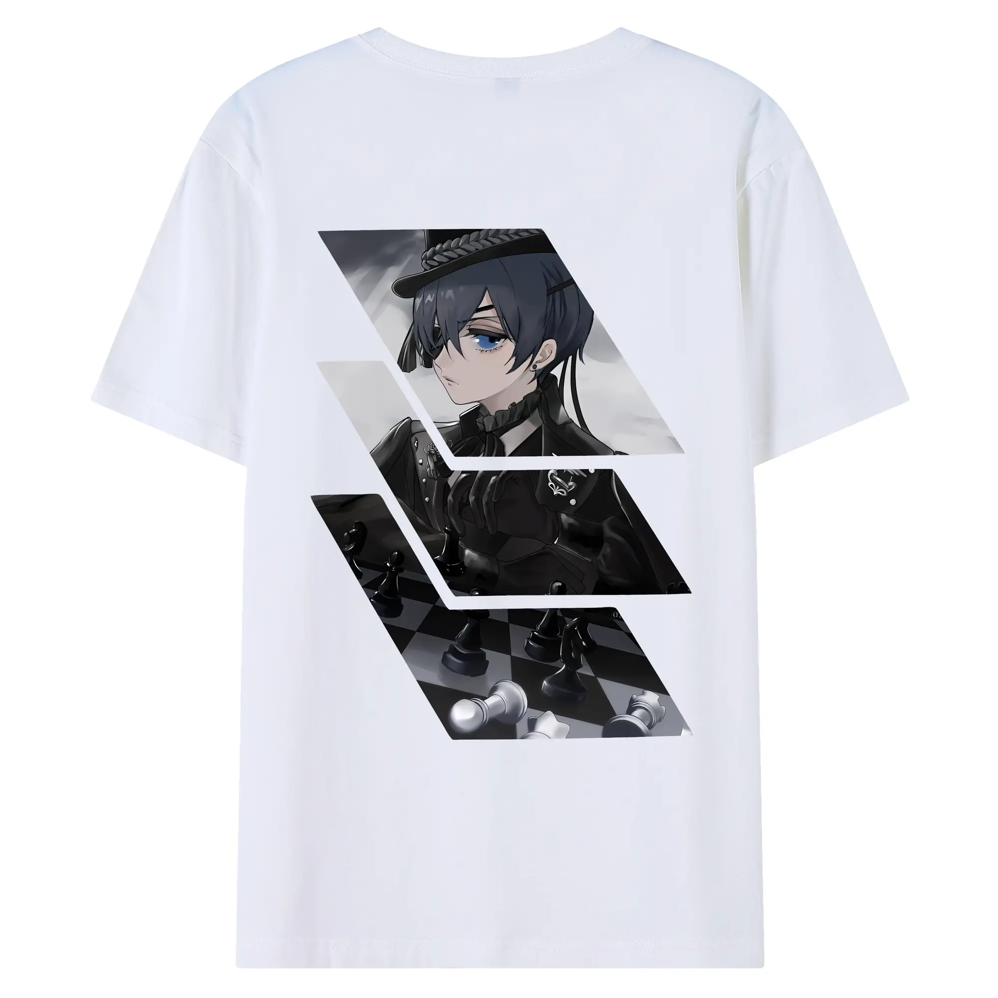 黒執事 グッズ,シエル・ファントムハイヴ - 綿100％ 半袖Tシャツ ・ バックプリント ・ 快適 通気性 ・ 日常使い 散歩 スポーツ用