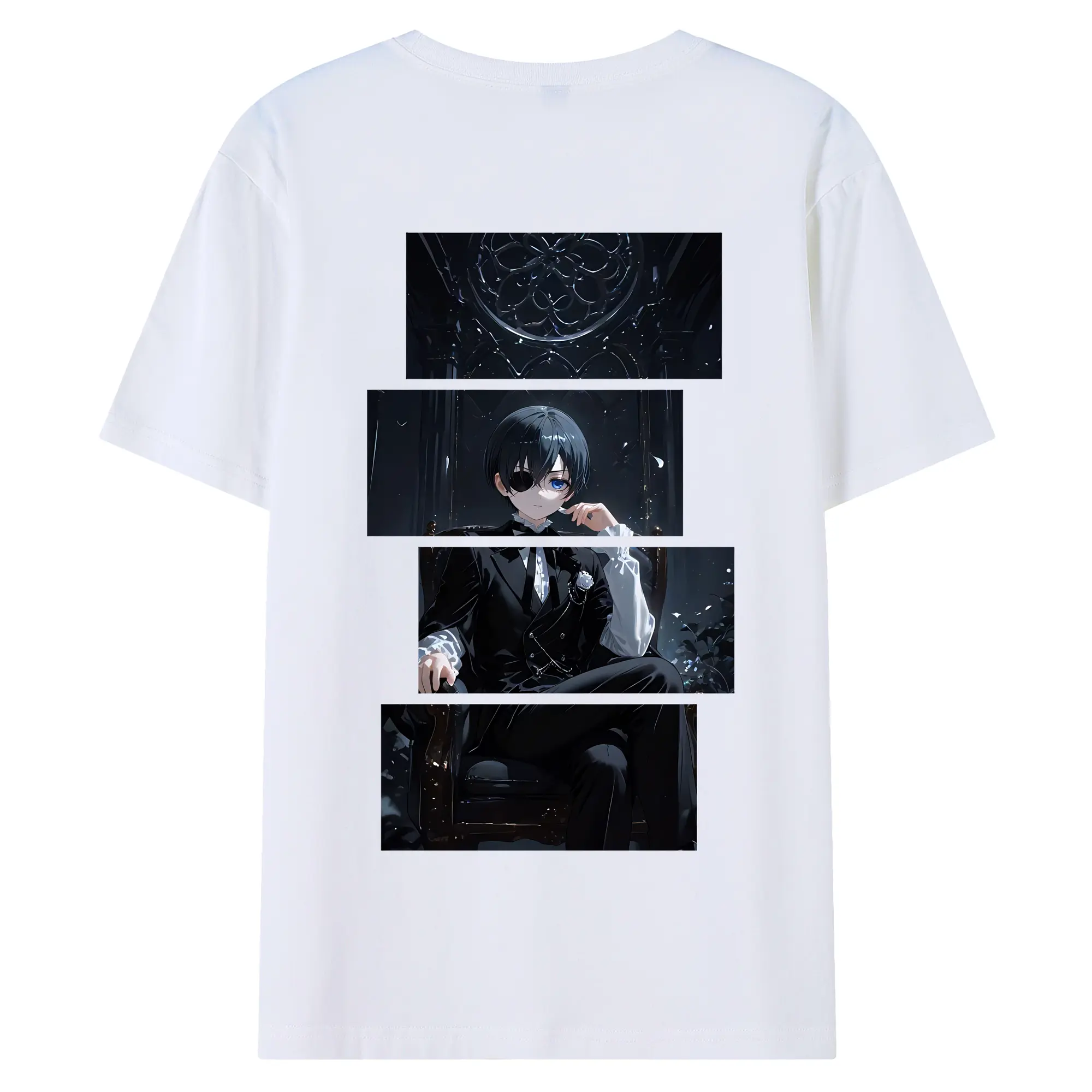 黒執事 グッズ,シエル・ファントムハイヴ - 綿100％ 半袖Tシャツ ・ バックプリント ・ 快適 通気性 ・ 日常使い 散歩 スポーツ用