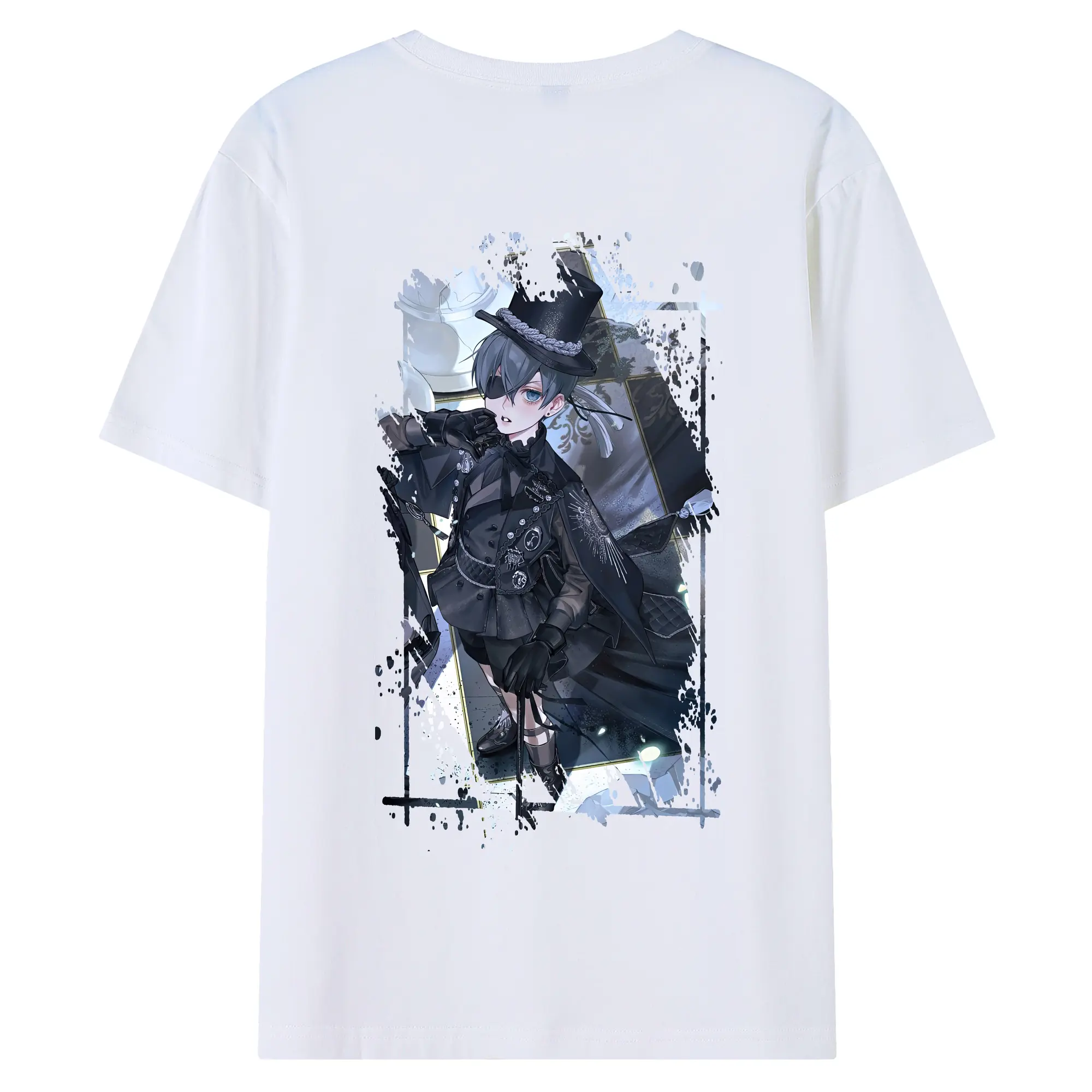 黒執事 グッズ,シエル・ファントムハイヴ - 綿100％ 半袖Tシャツ ・ バックプリント ・ 快適 通気性 ・ 日常使い 散歩 スポーツ用