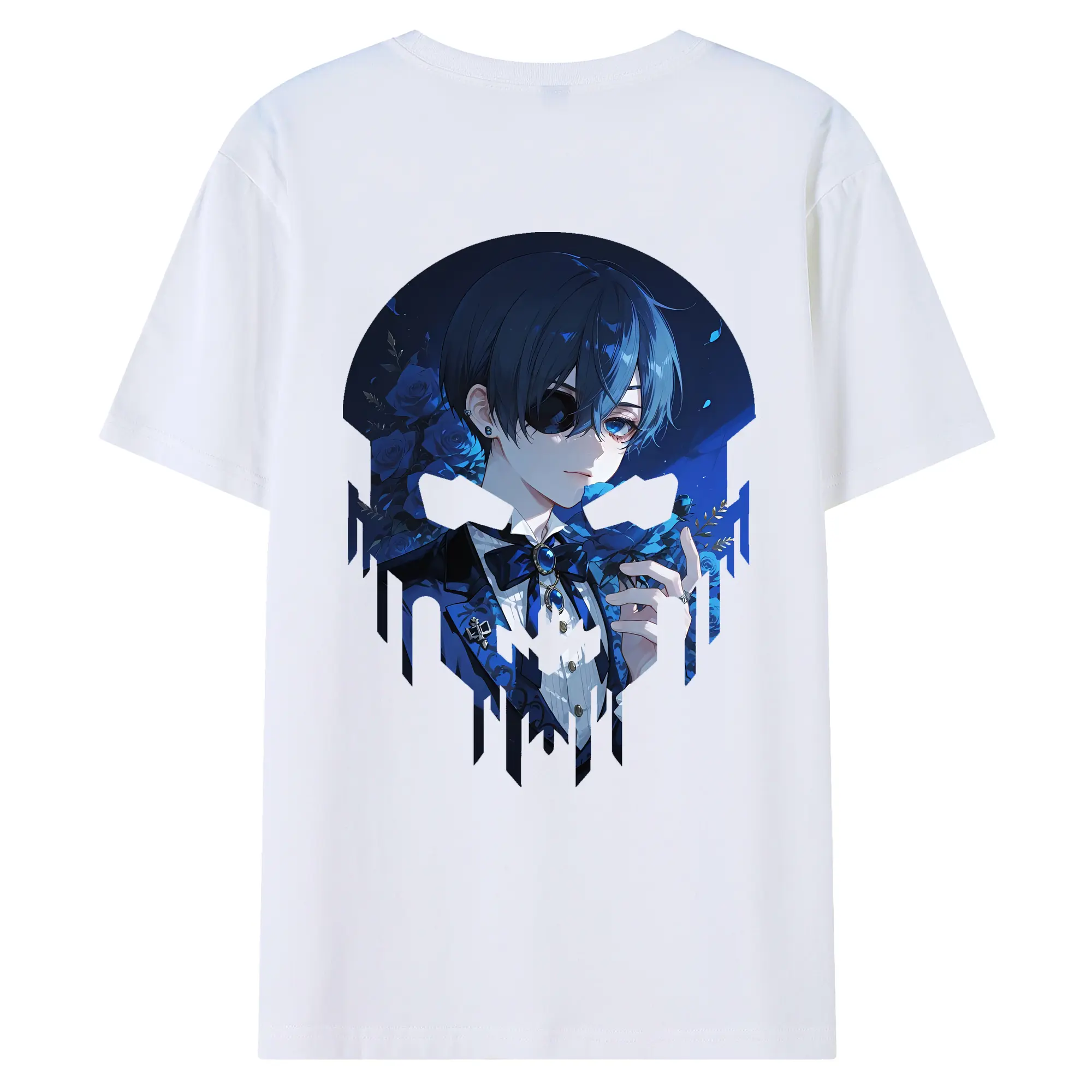 黒執事 グッズ,シエル・ファントムハイヴ - 綿100％ 半袖Tシャツ ・ バックプリント ・ 快適 通気性 ・ 日常使い 散歩 スポーツ用