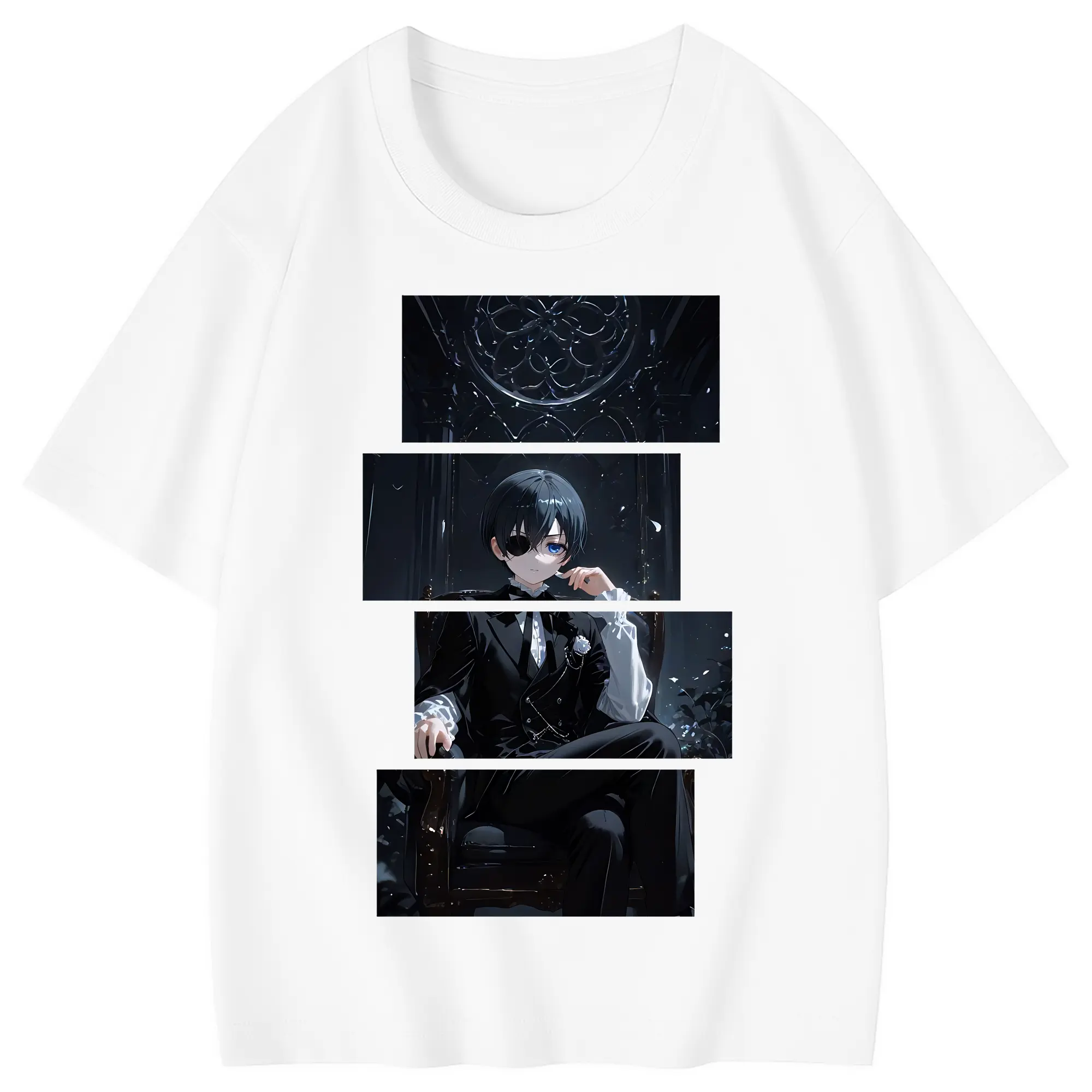 黒執事 グッズ,シエル・ファントムハイヴ - 綿100％ キッズTシャツ ・ フロントプリント ・ 快適 通気性 ・ スポーツ カジュアル 散歩用